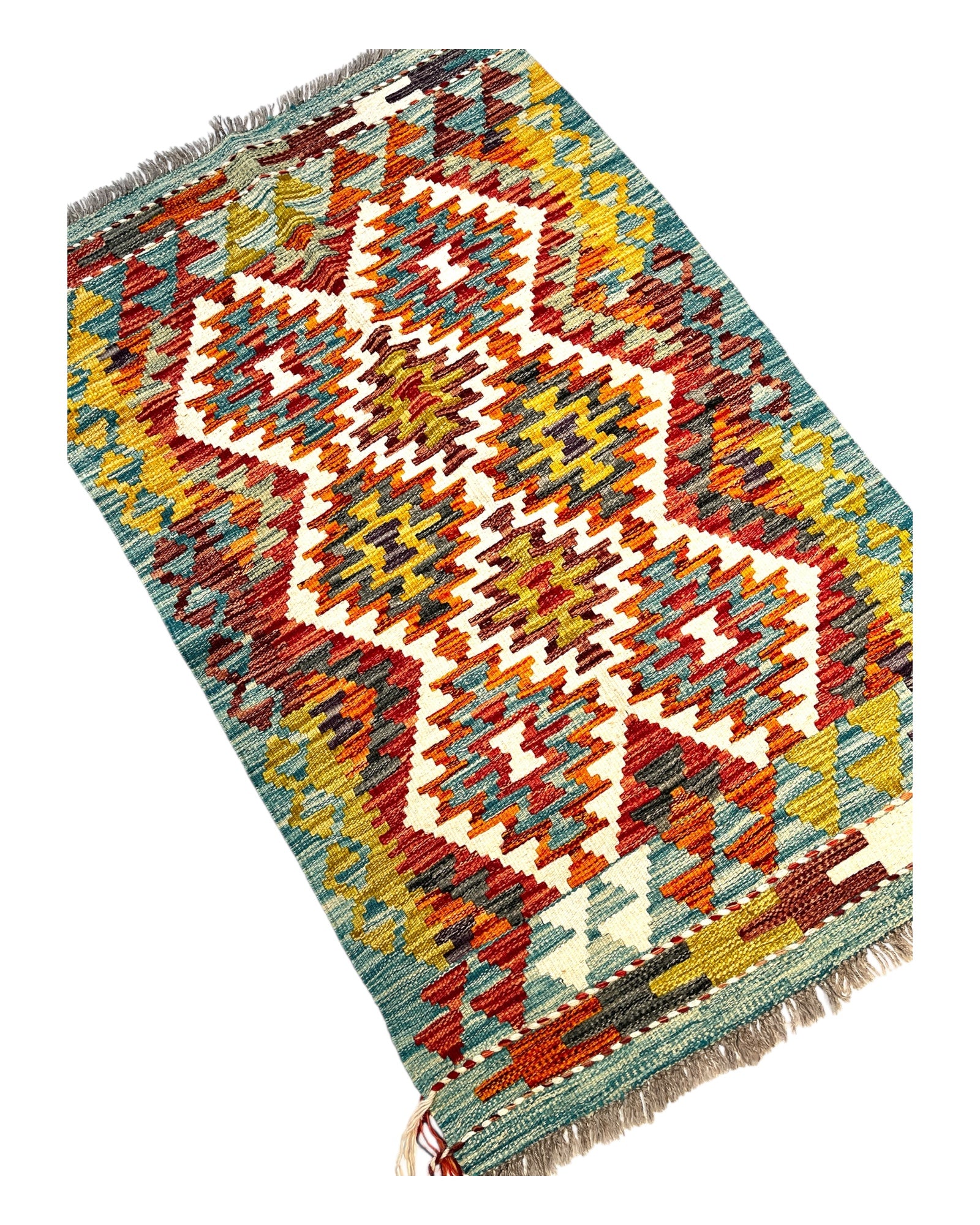 120cm x 76cm Orange & Pink Maymana Kilim