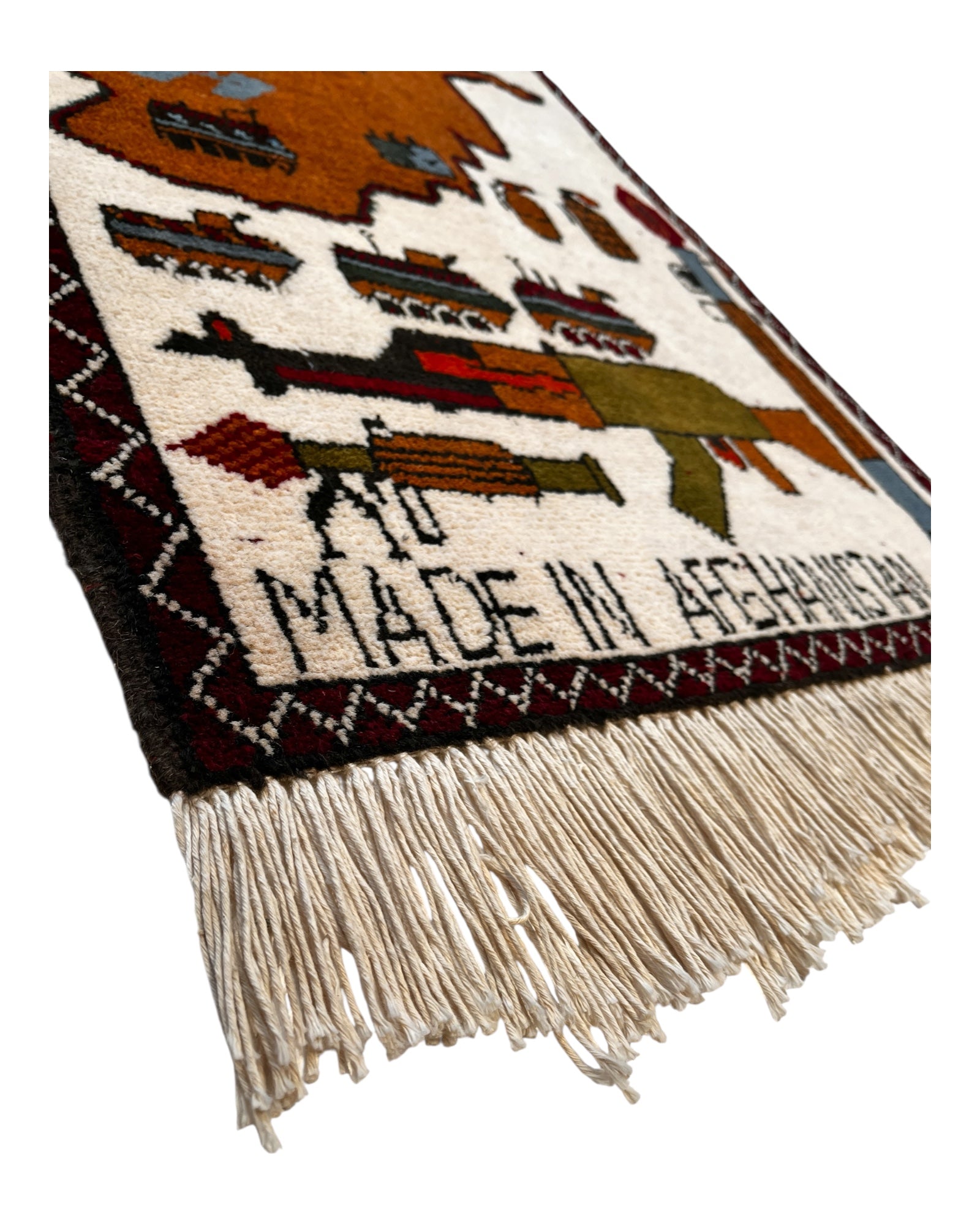 82cm x 60cm Cream & Brown War Rug