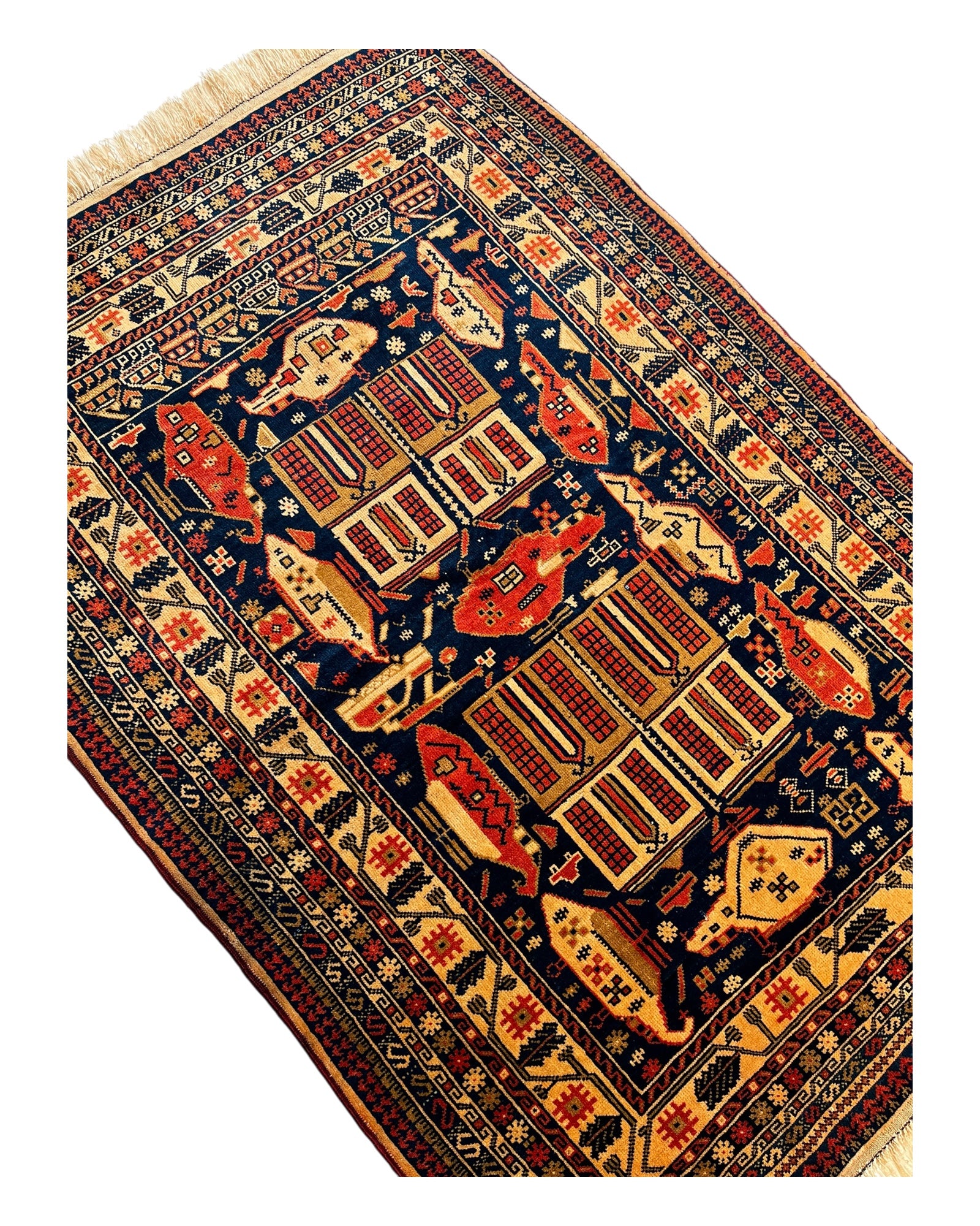 138cm x 97cm Terracotta & Black War Rug