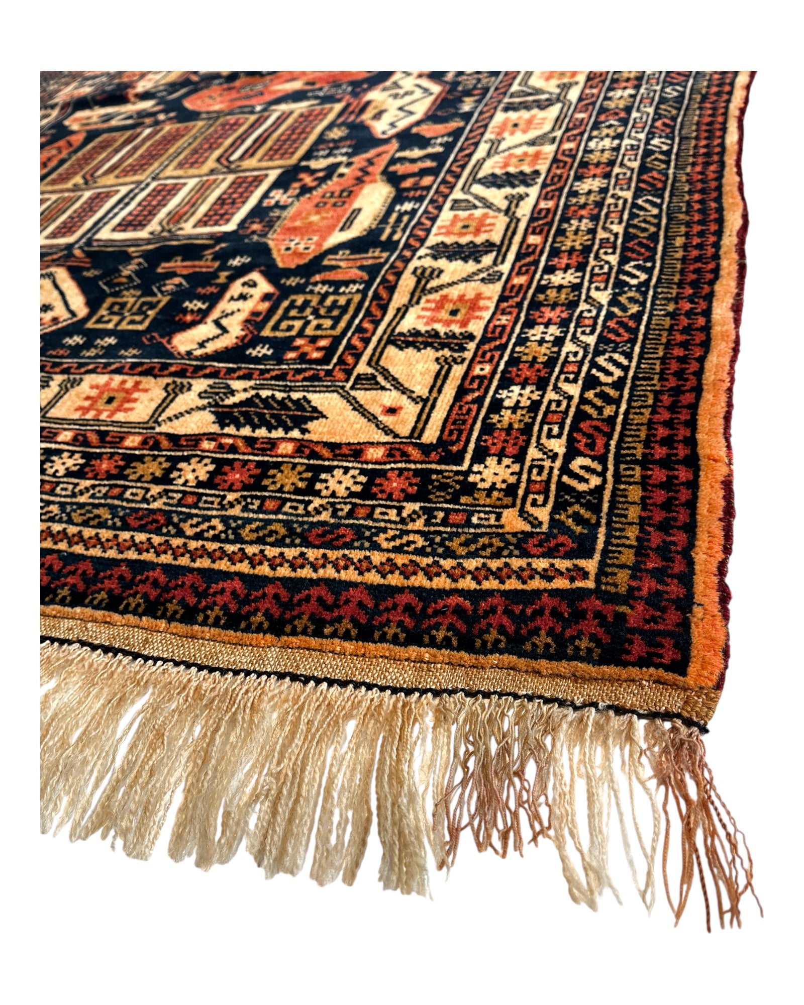 138cm x 97cm Terracotta & Black War Rug