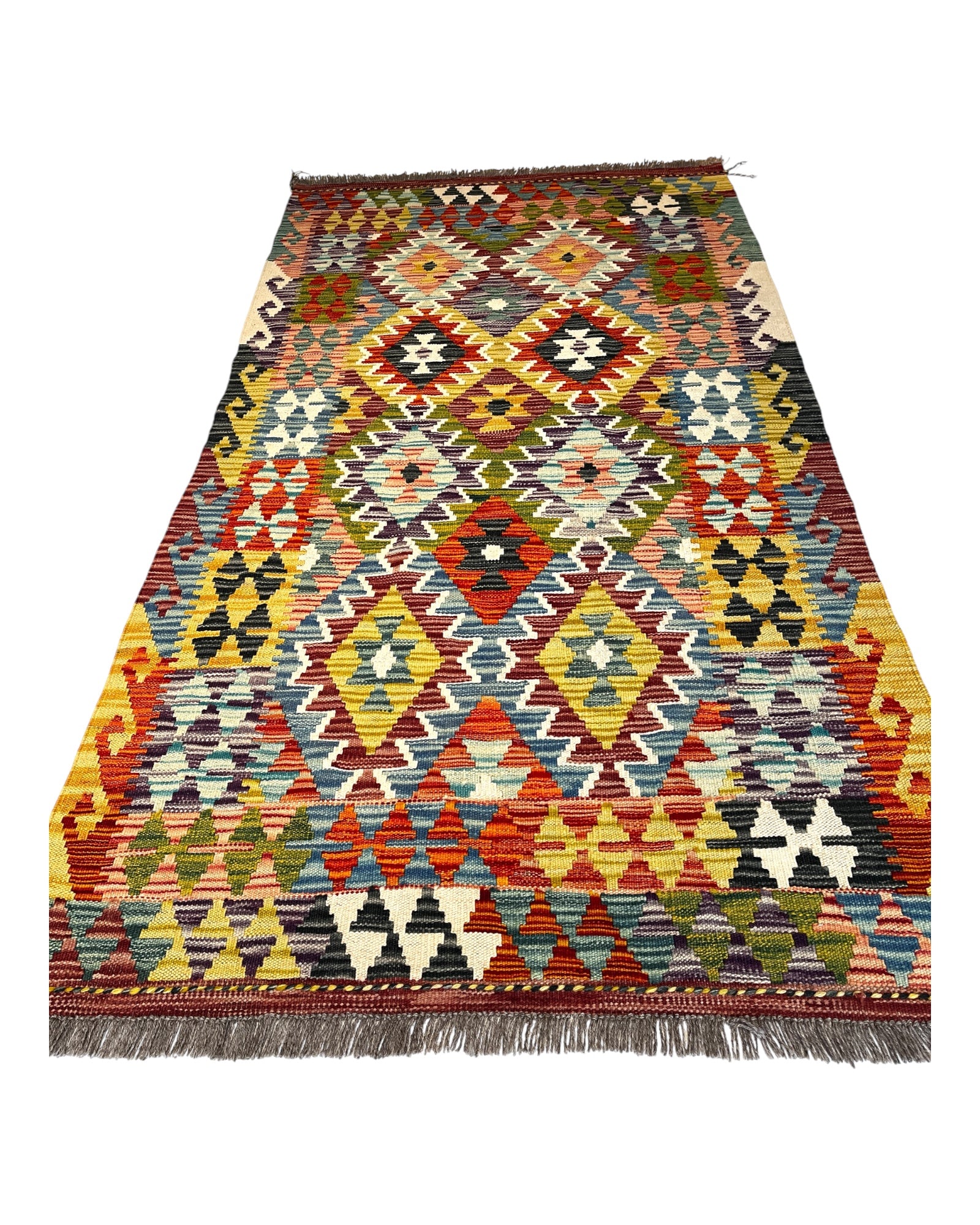 190cm x 100cm Multi-coloured Maymana Kilim Runner