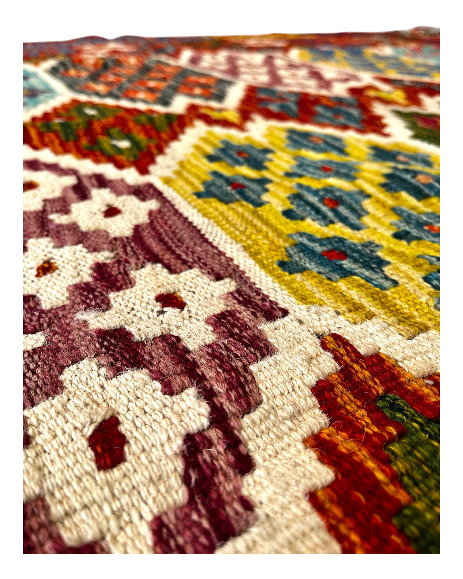 175cm x 123cm Orange & Turquoise Maymana Kilim