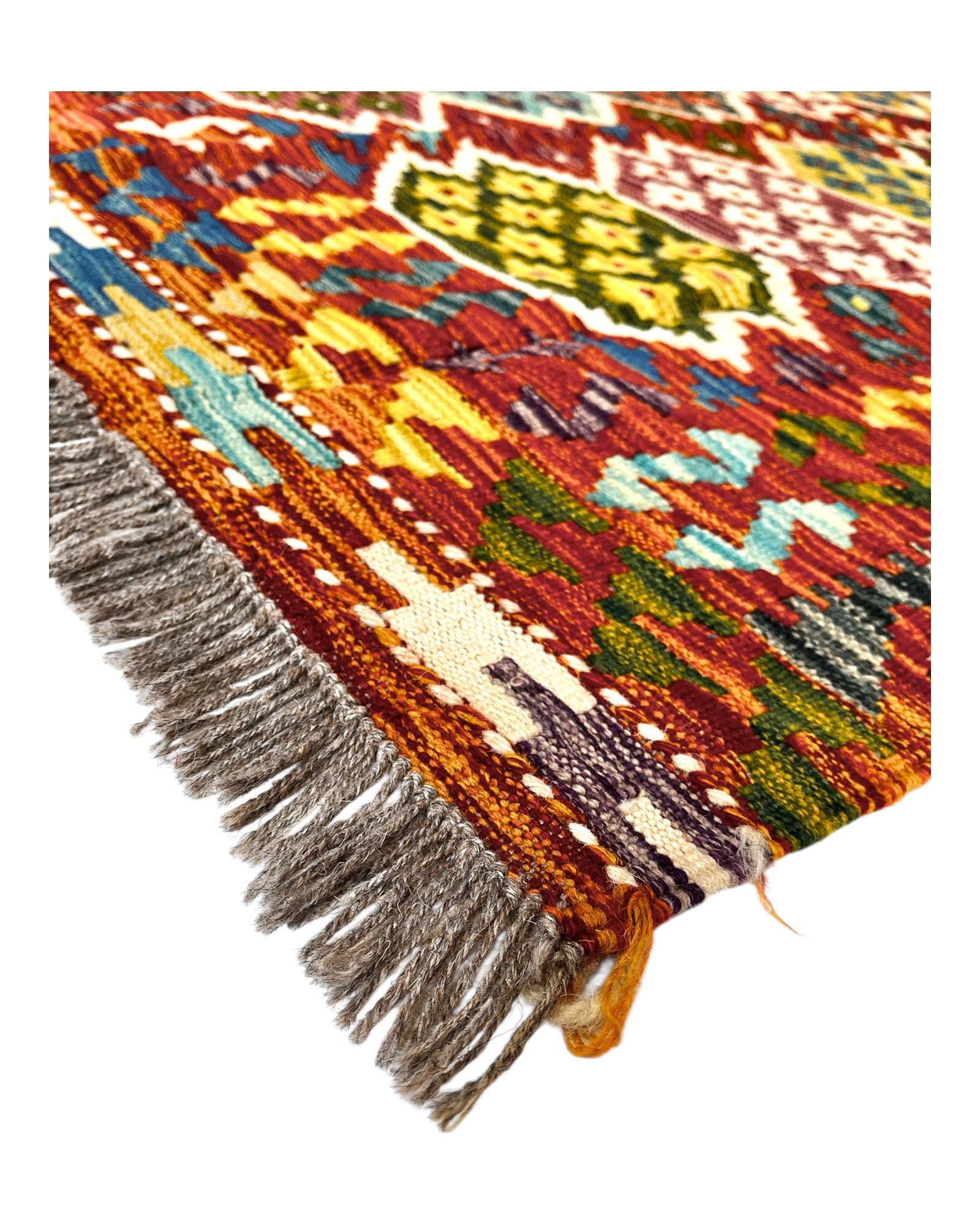 175cm x 123cm Orange & Turquoise Maymana Kilim