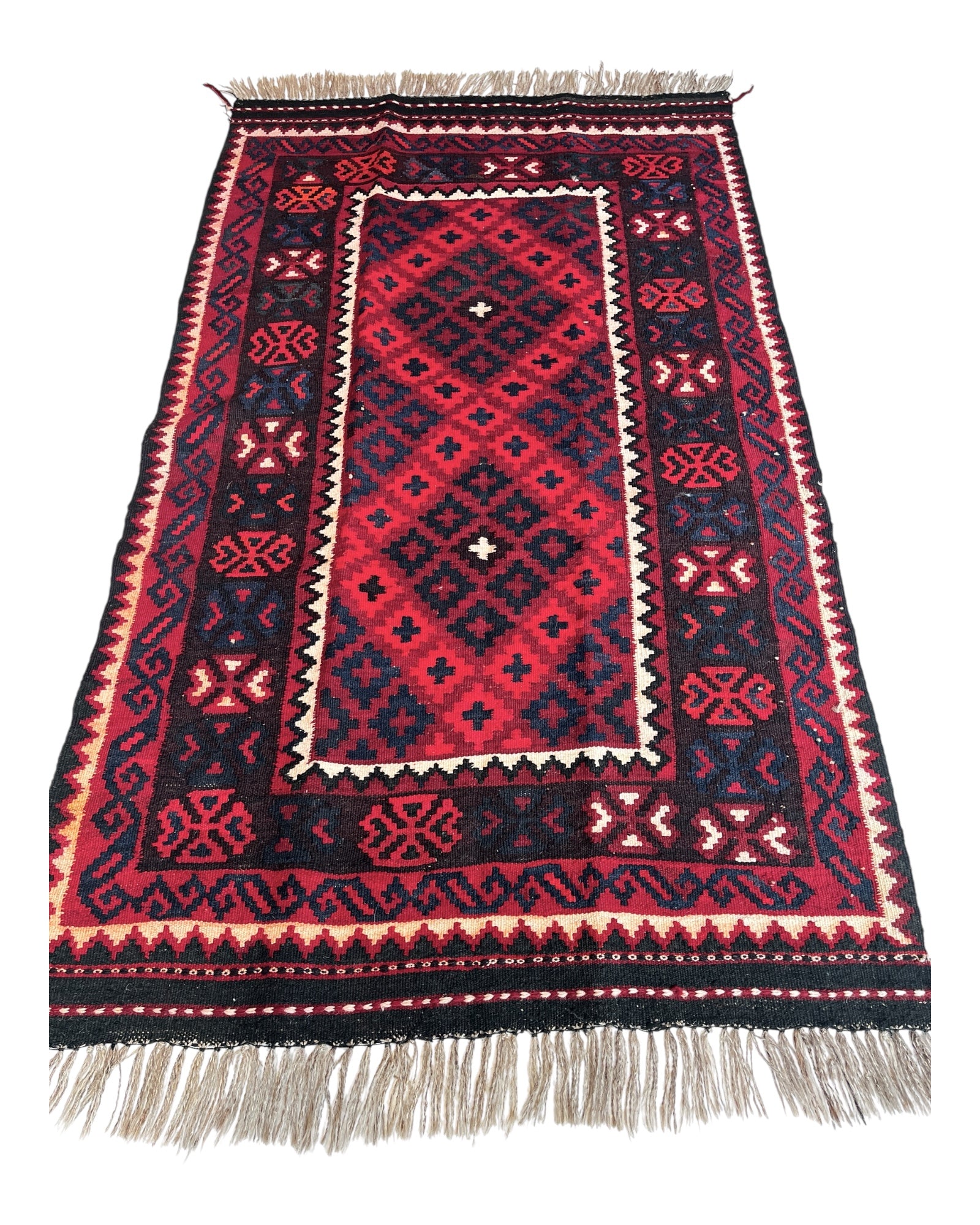 160cm x 95cm Red & Black Maymana Kilim