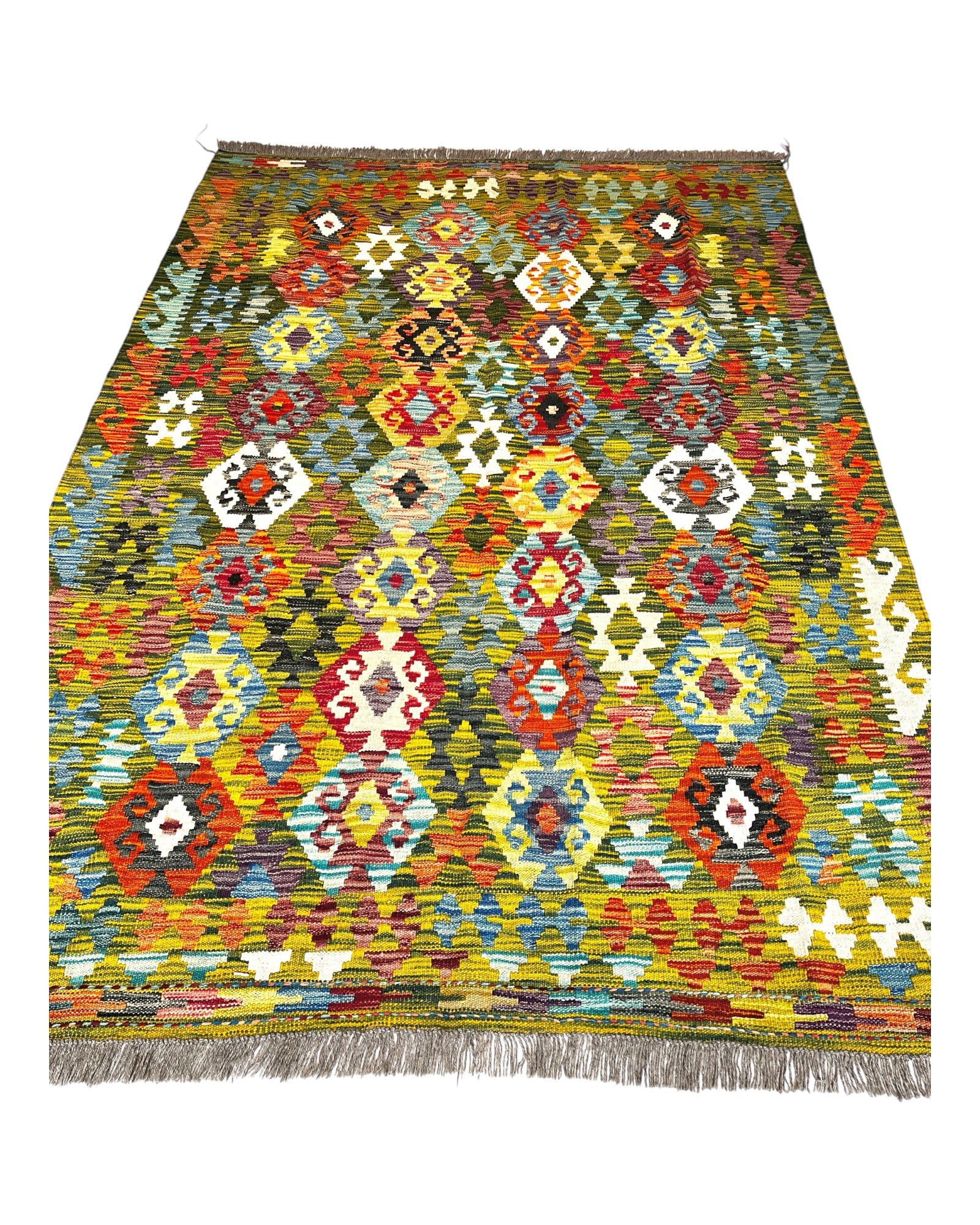 213cm x 153cm Green Maymana Kilim