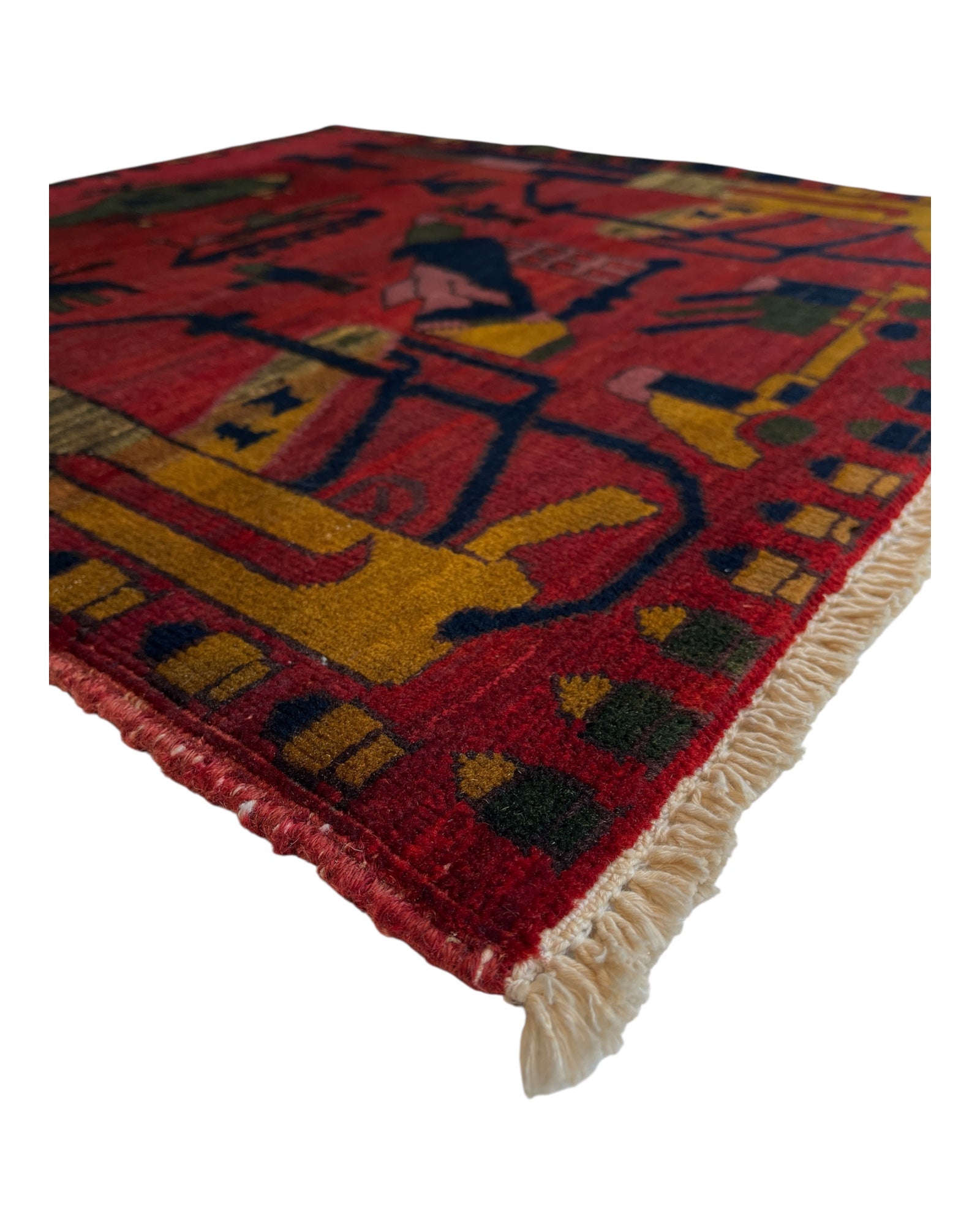 72cm x 70cm Square Vintage Burgundy War Rug