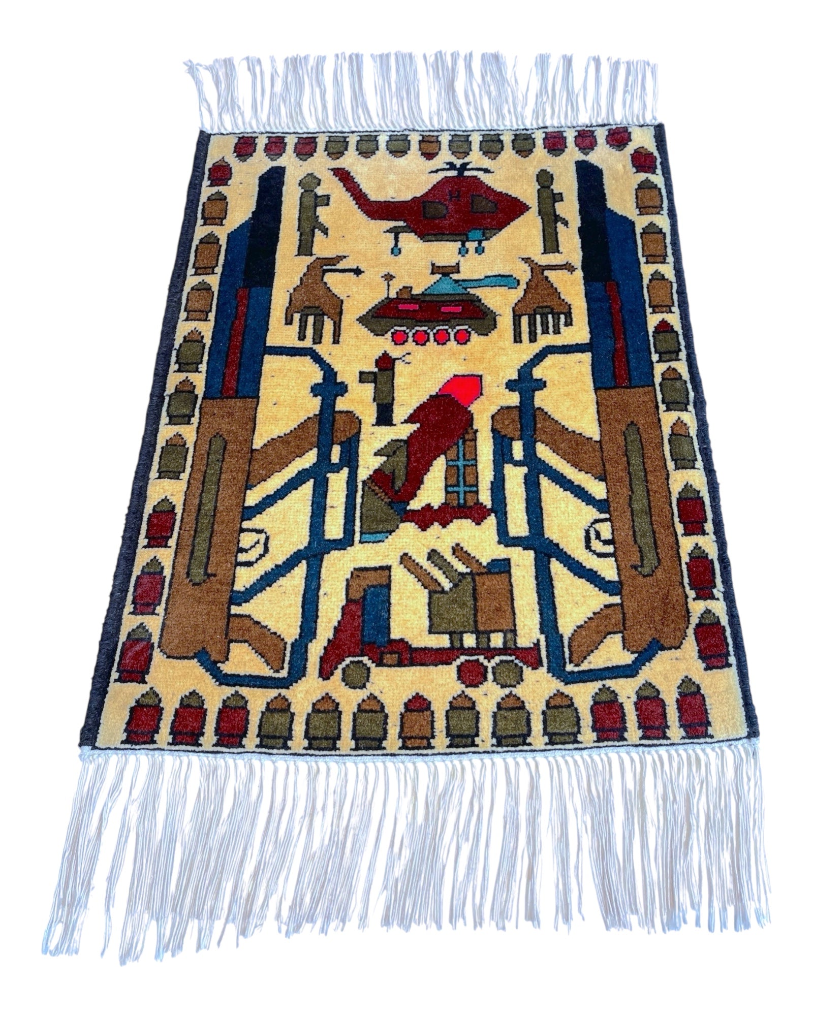 78cm x 60cm Cream & Blue War Rug