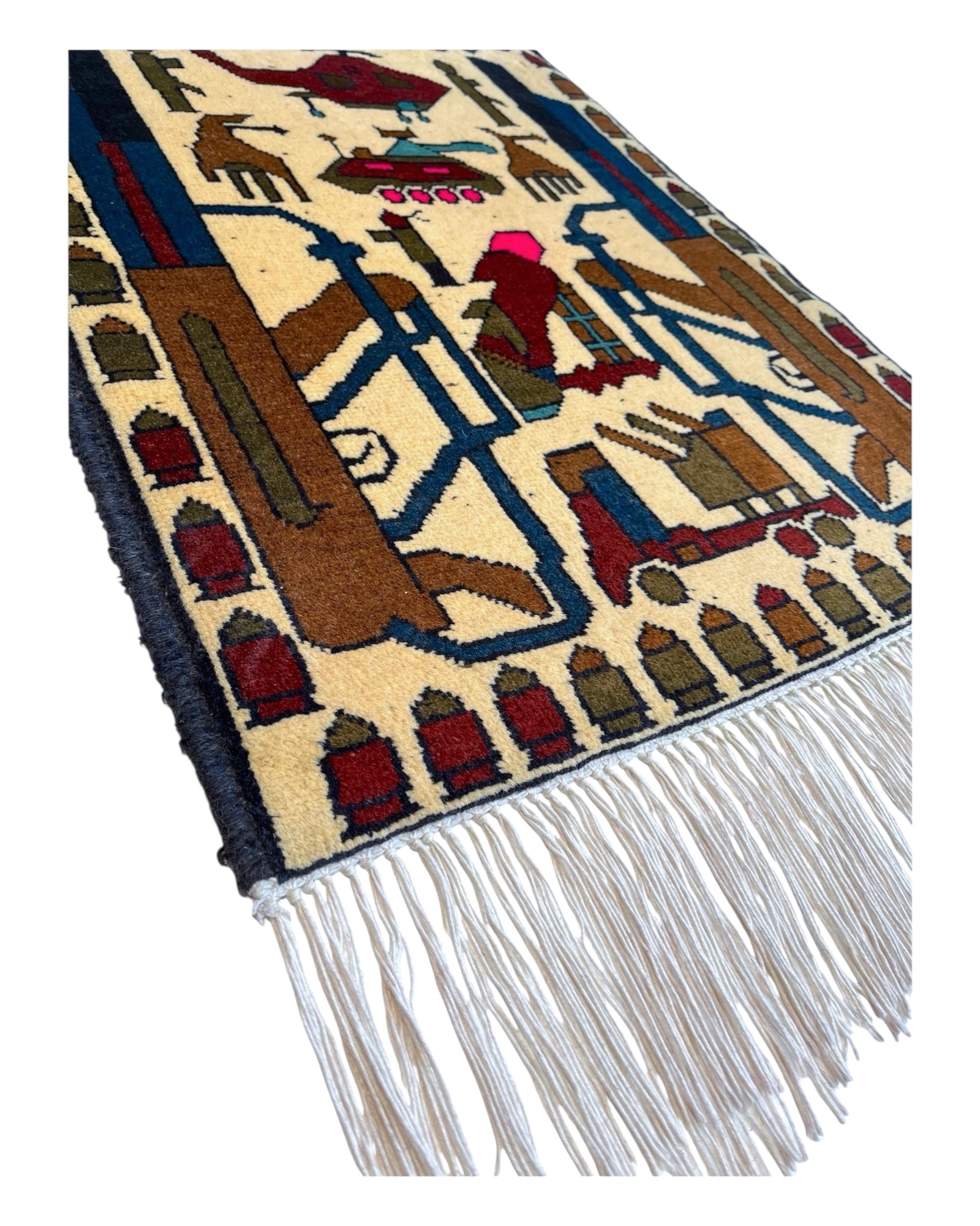 78cm x 60cm Cream & Blue War Rug