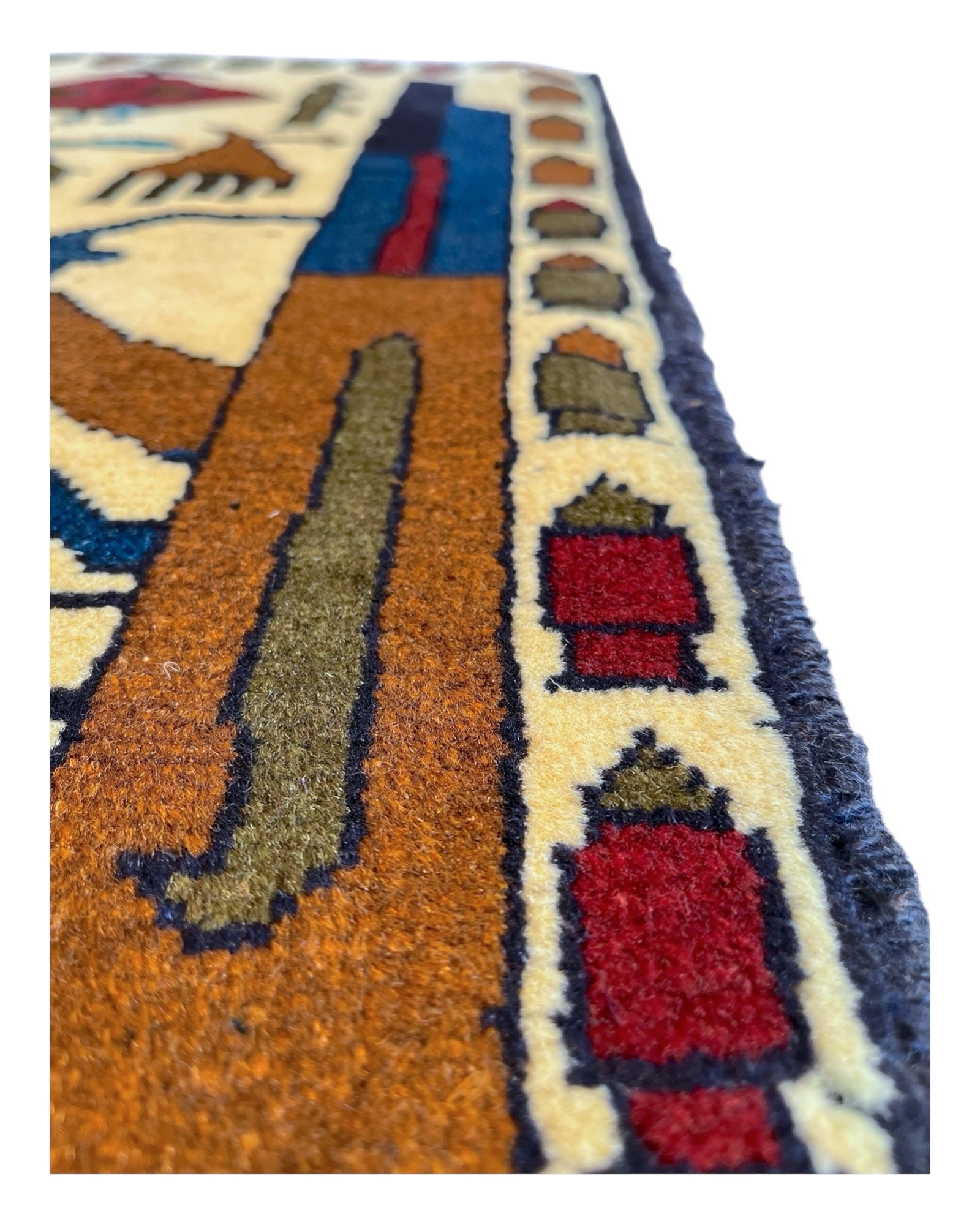 78cm x 60cm Cream & Blue War Rug