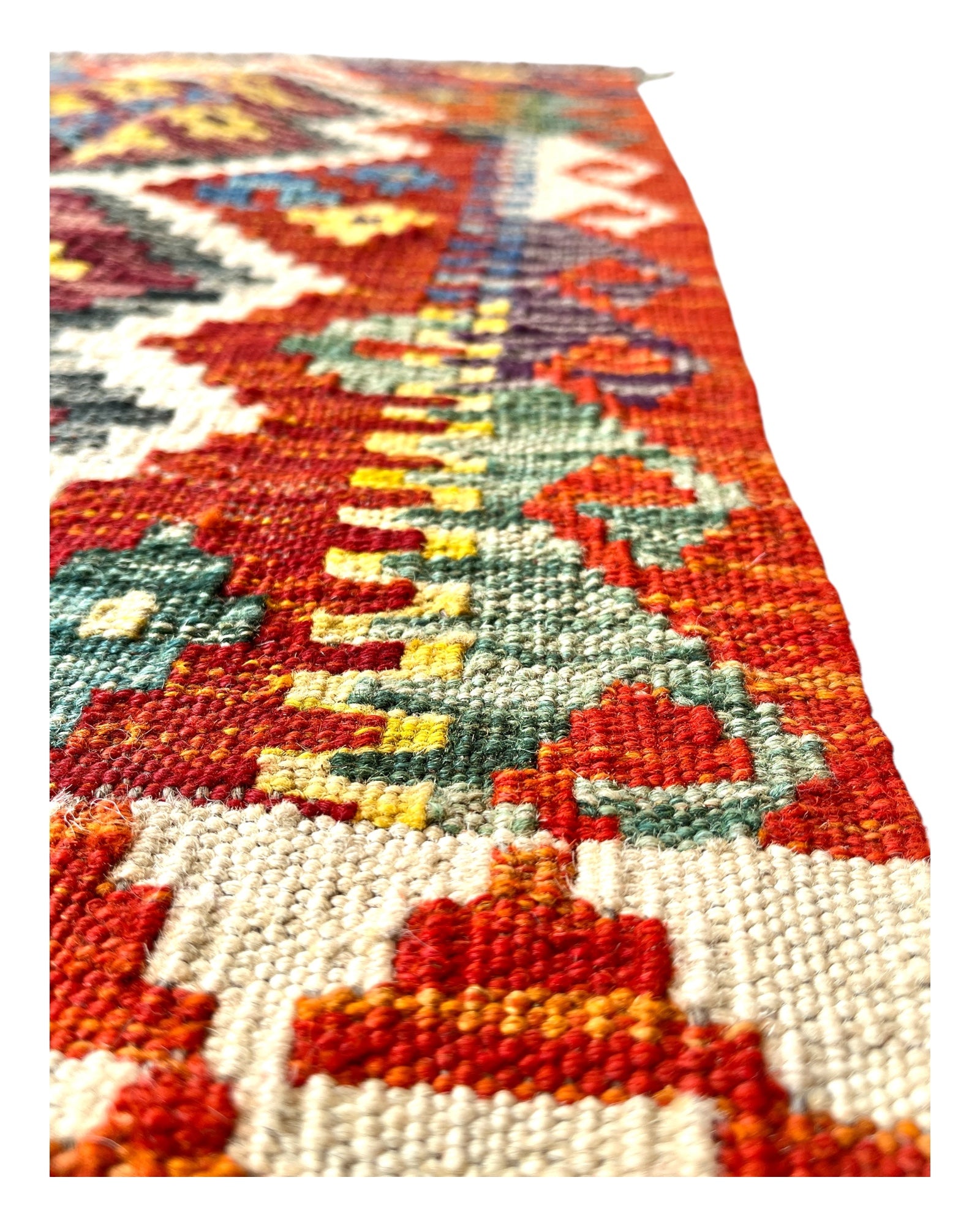 86cm x 60cm Orange & Purple Maymana Kilim Doormat