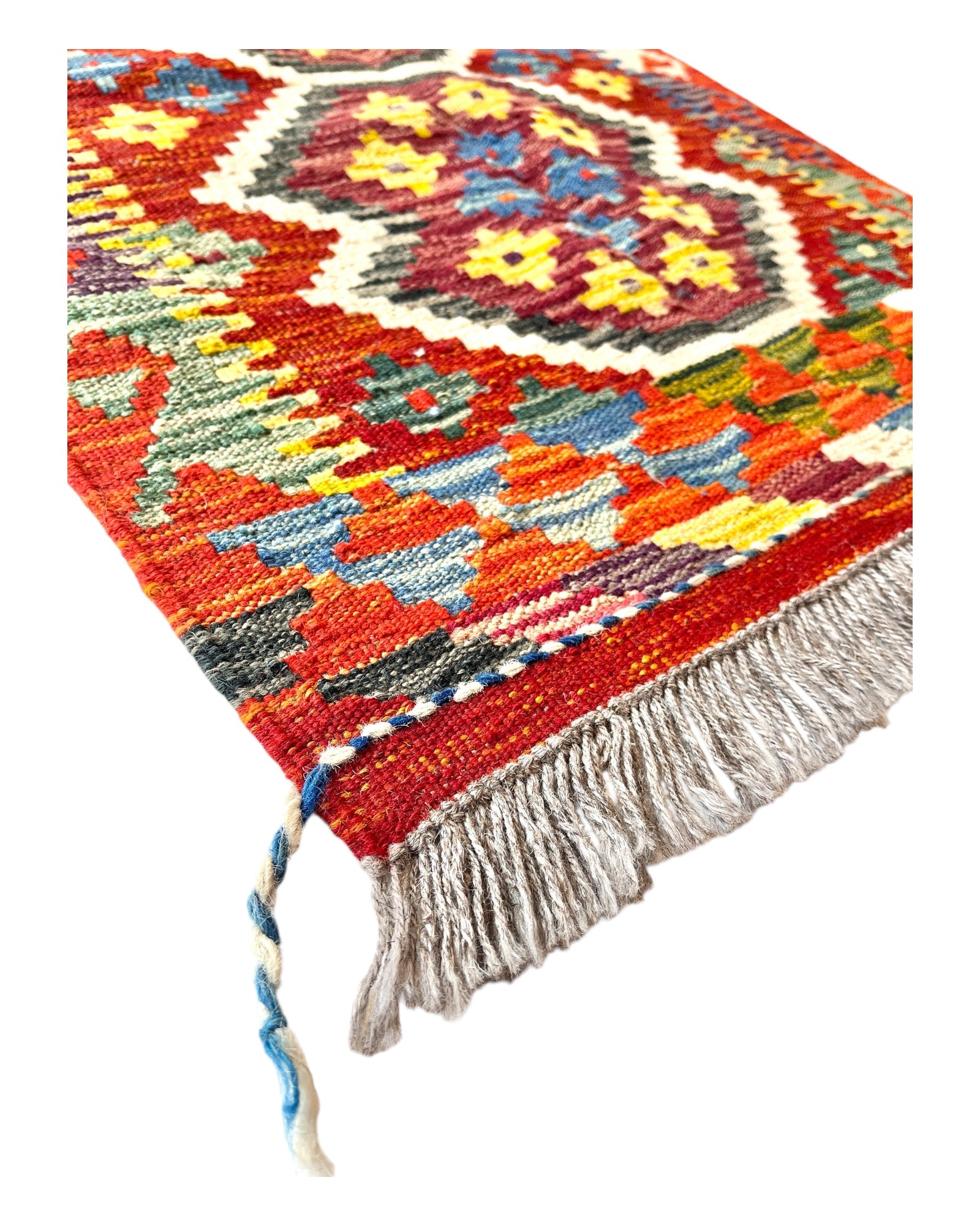 86cm x 60cm Orange & Purple Maymana Kilim Doormat
