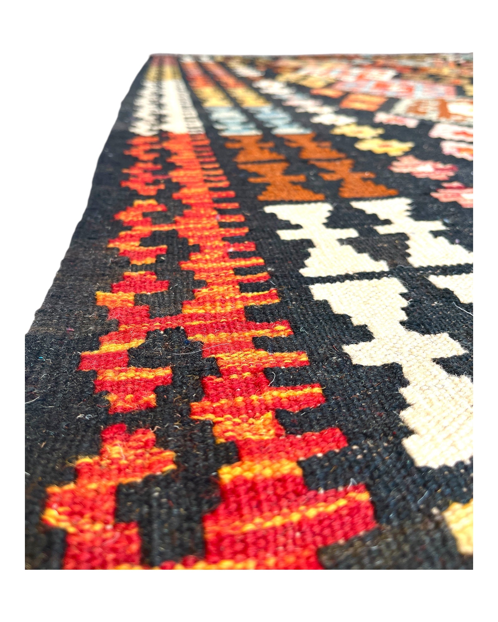 292cm x 204cm Black & Orange Maymana Kilim