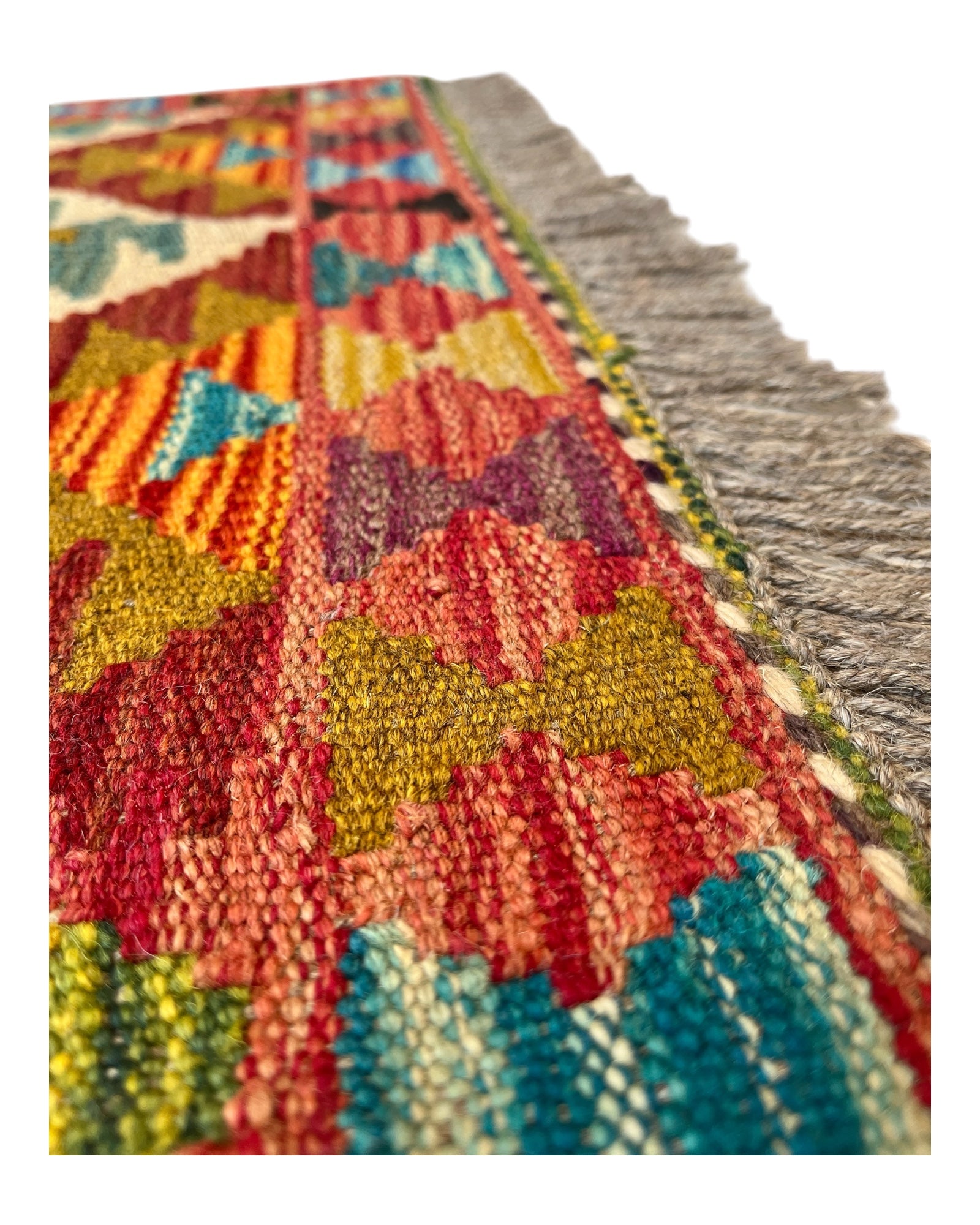 90cm x 60cm Pink & Turquoise Maymana Kilim Doormat
