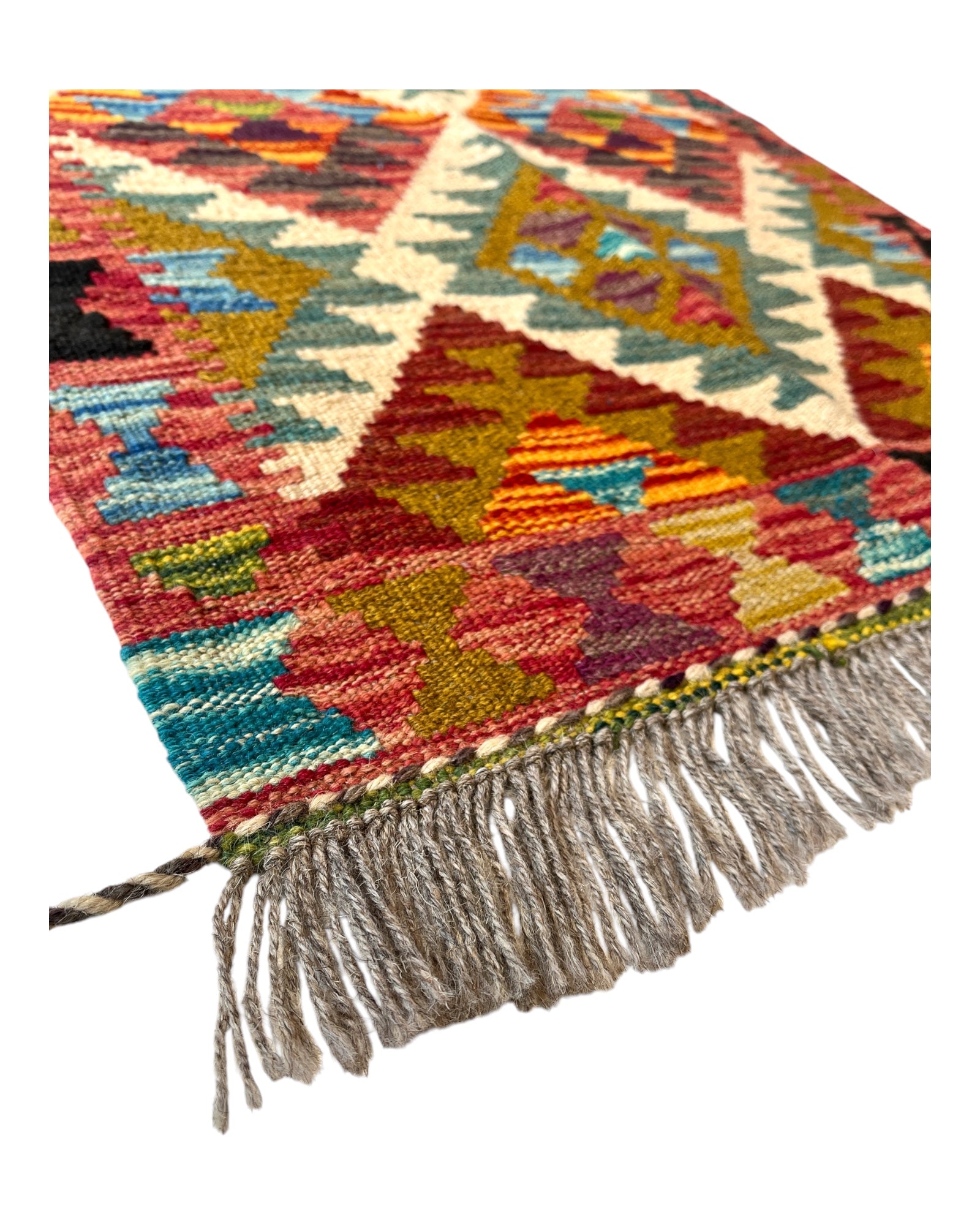 90cm x 60cm Pink & Turquoise Maymana Kilim Doormat