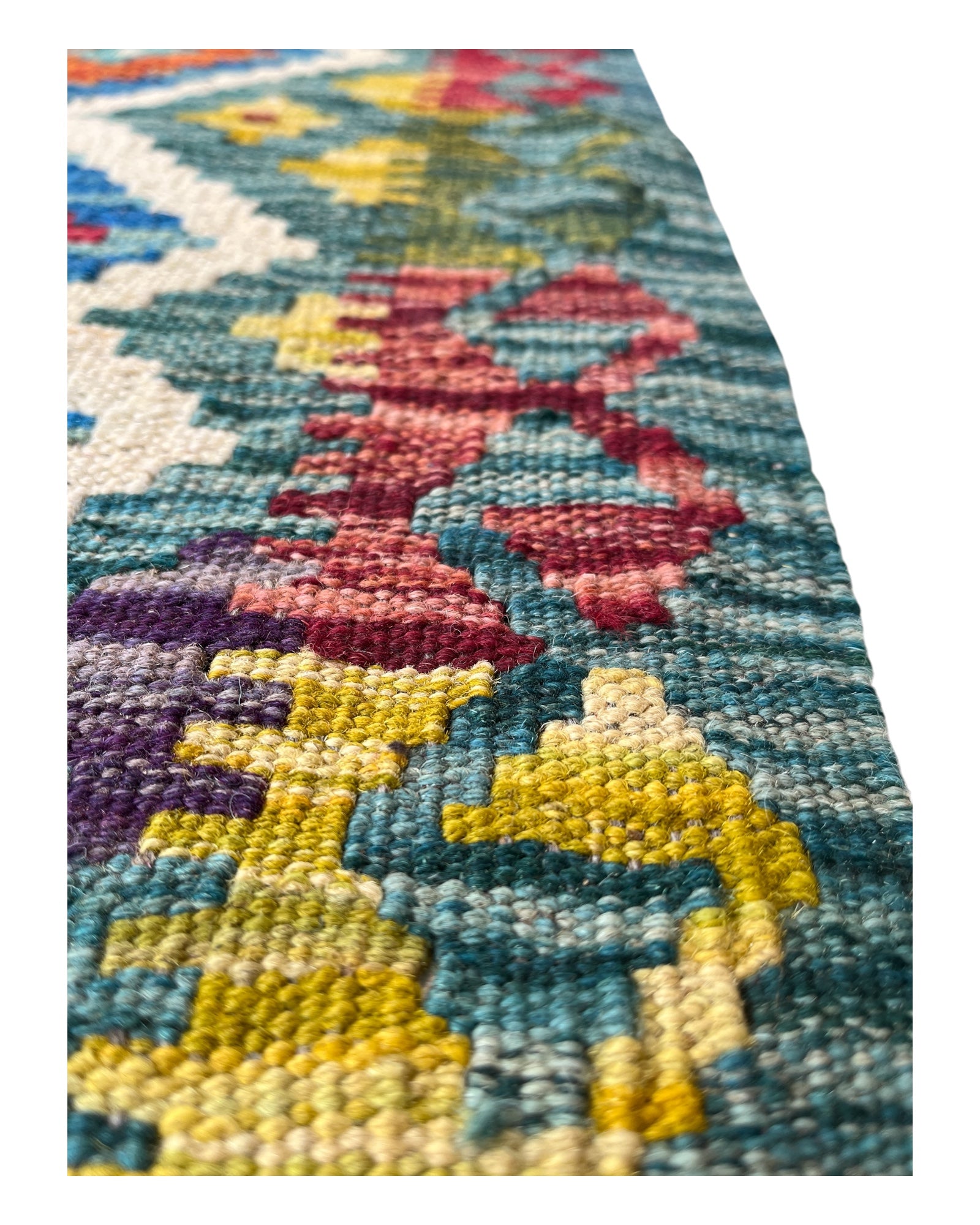 145cm x 60cm Tea & Pink Maymana Kilim Runner