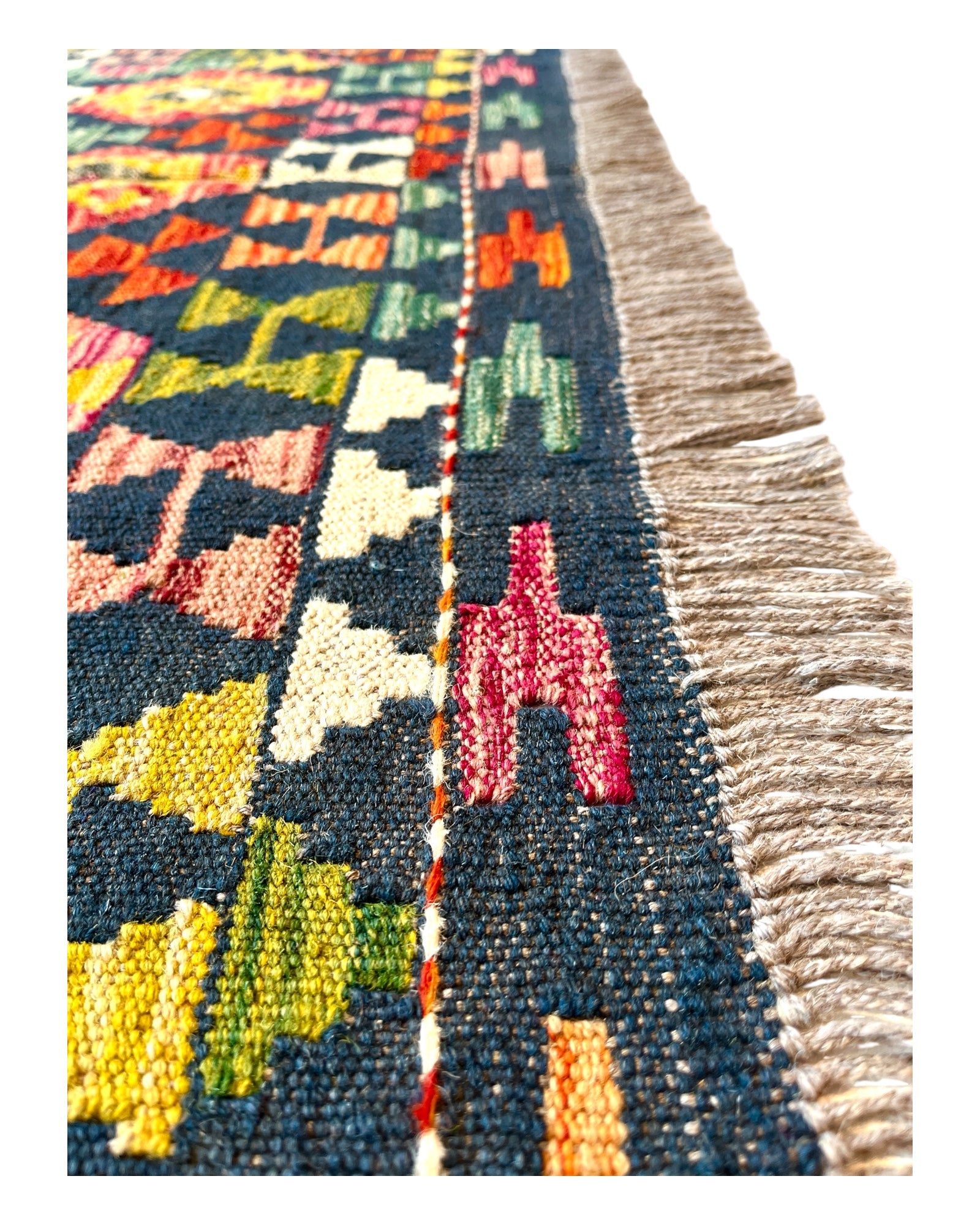 190cm x 128cm Navy & Green Maymana Kilim