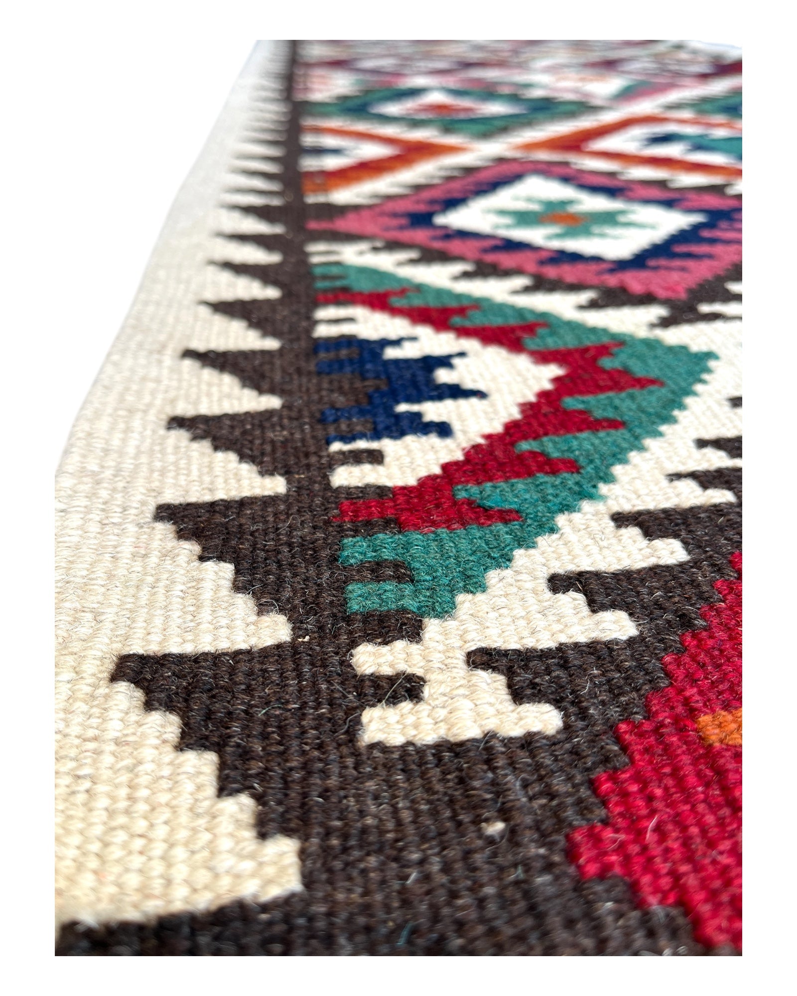 870cm x 65cm Cream, Pink & Navy Maymana Kilim Runner