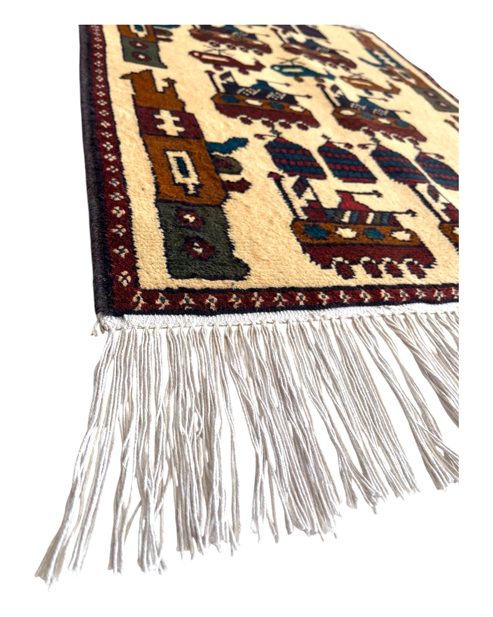 76cm x 60cm Cream, Brown & Blue War Rug