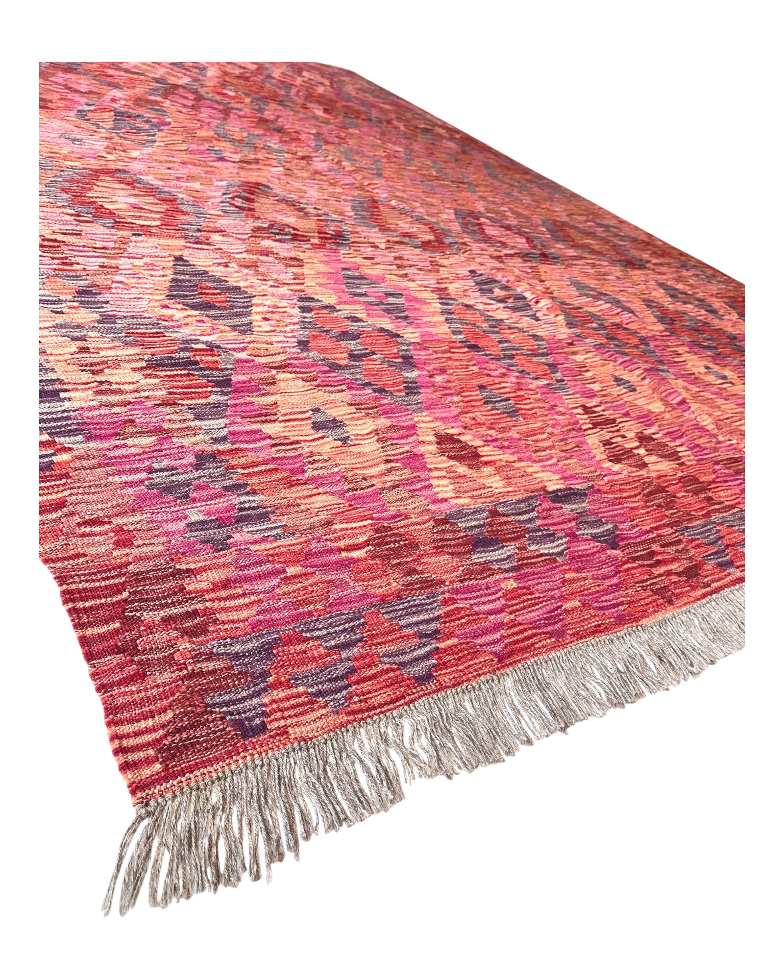 300cm x 200cm Pink & Burgundy Maymana Kilim
