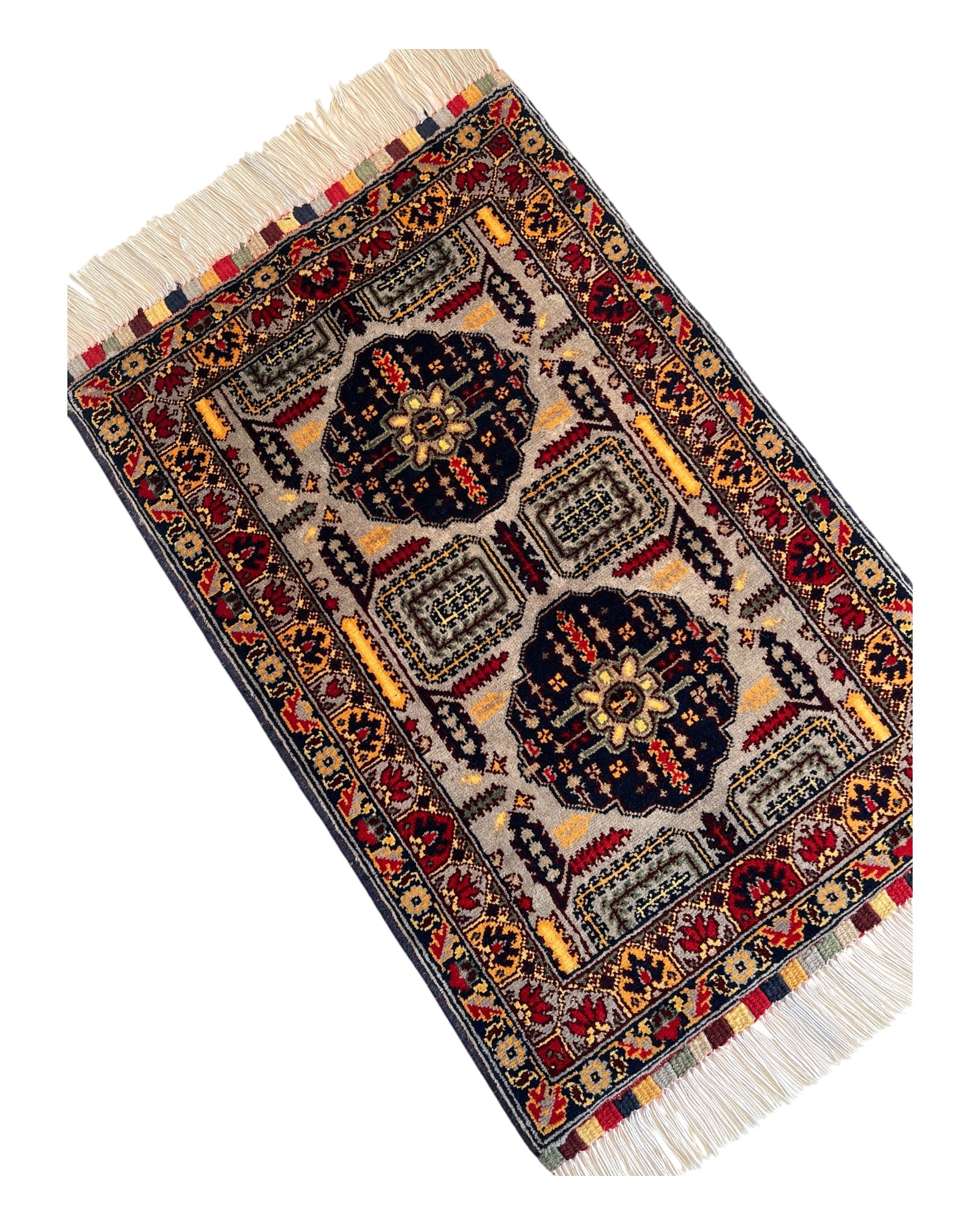 80cm x 53cm Grey & Gold Afghan Doormat