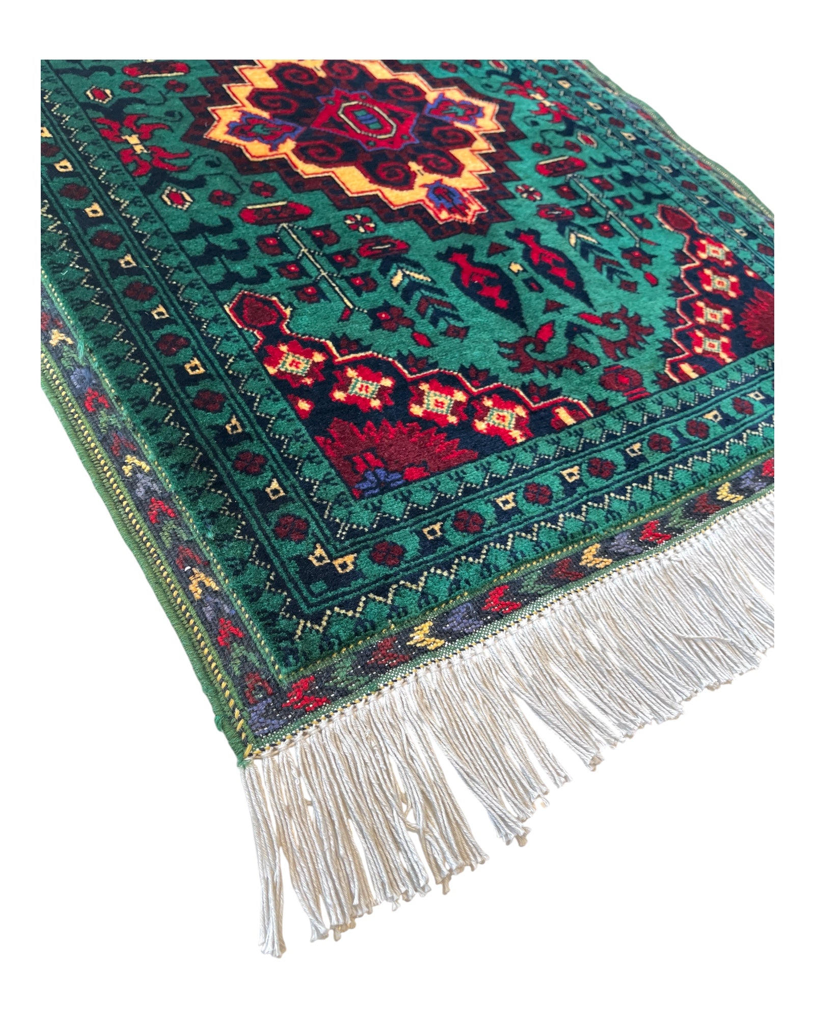 80cm x 62cm Green & Gold Afghan Doormat