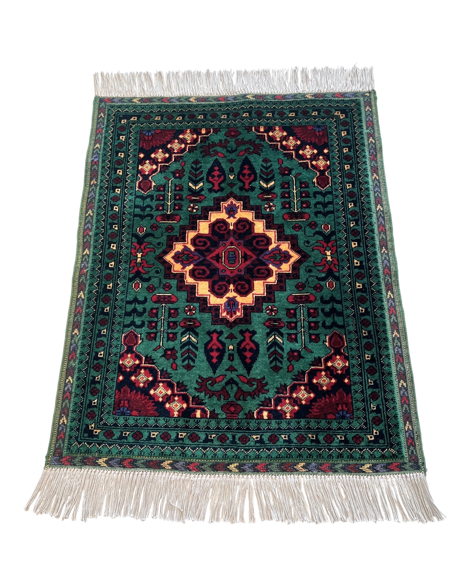 80cm x 62cm Green & Gold Afghan Doormat