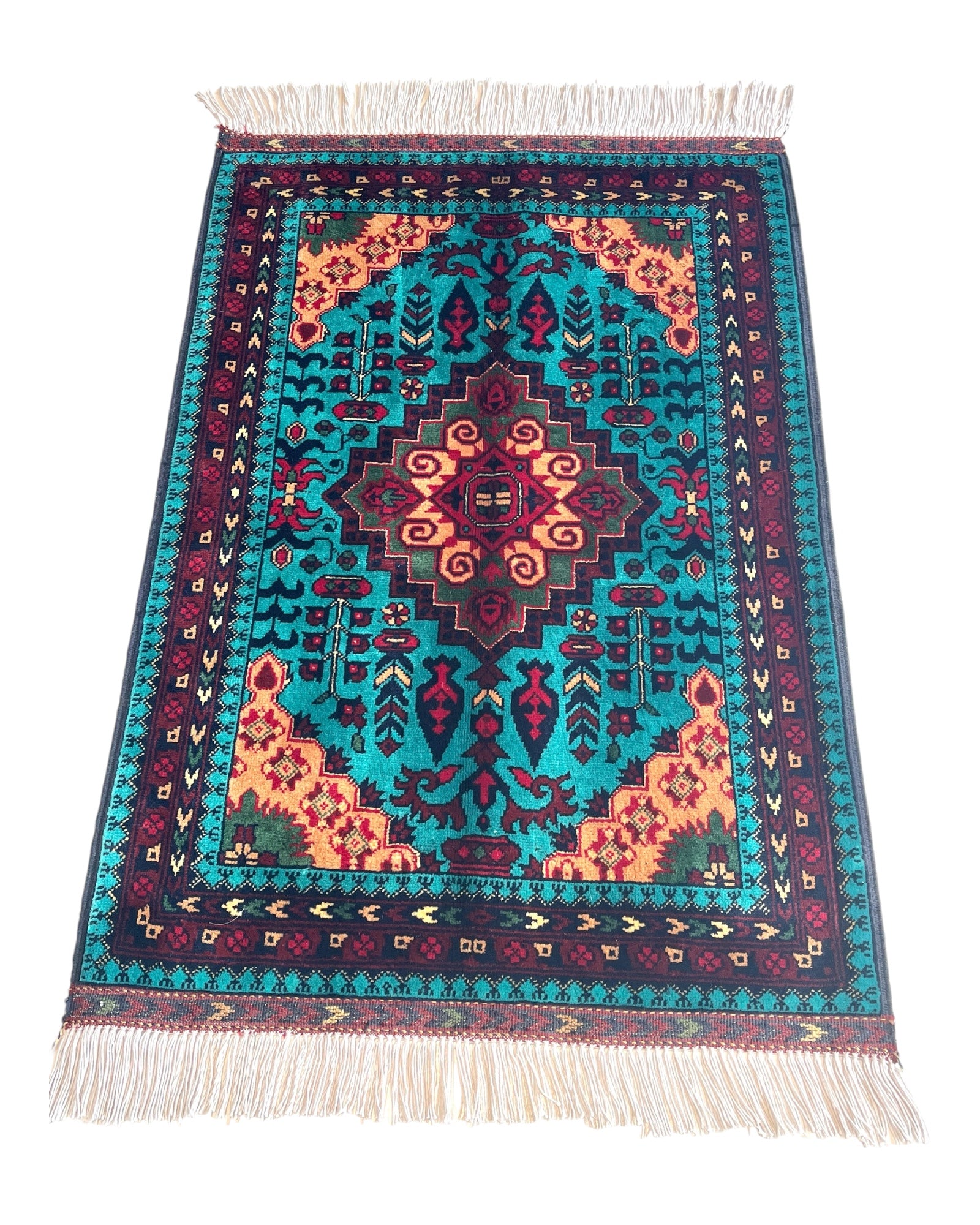 87cm x 60cm Teal, Burgundy & Gold Doormat