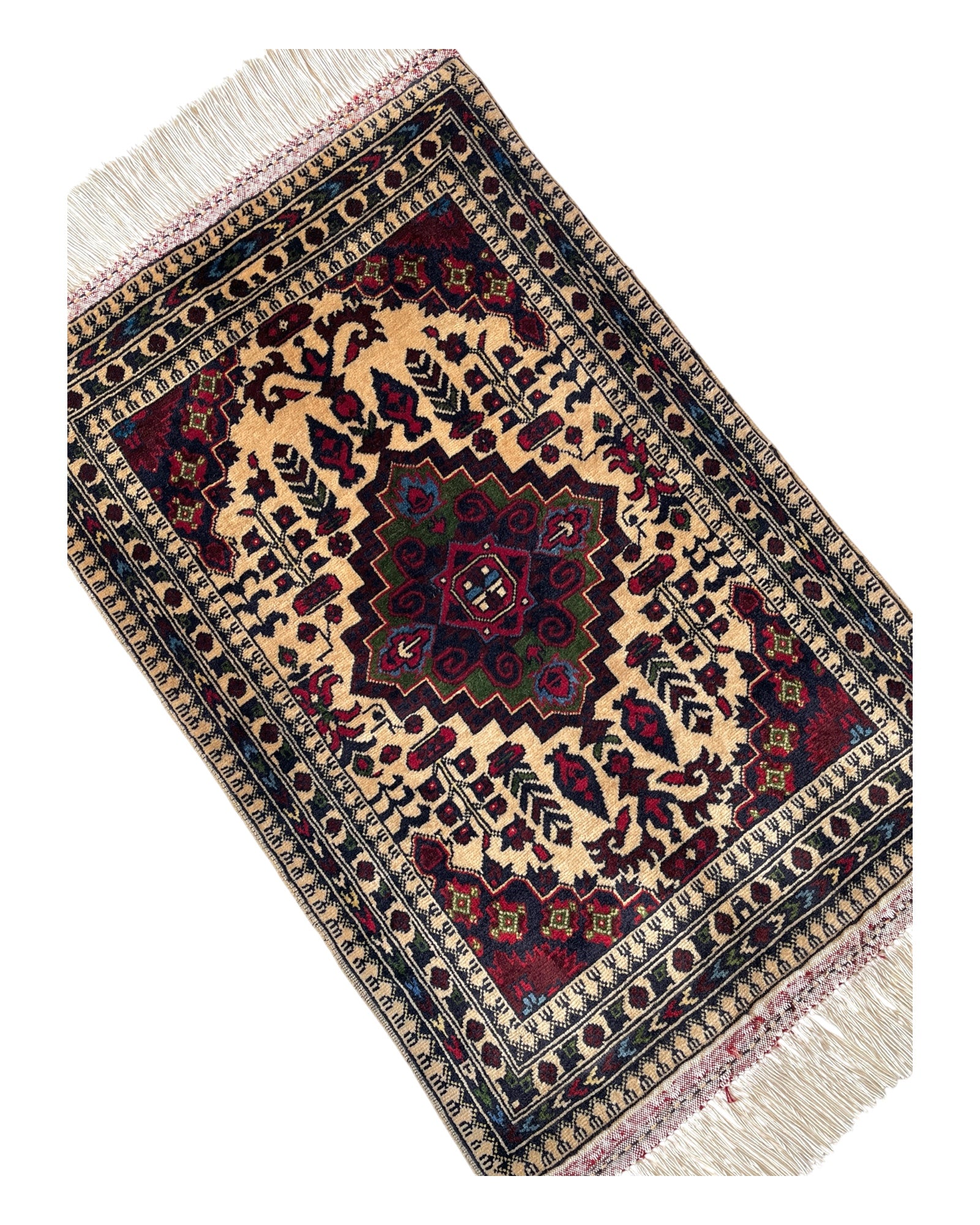 83cm x 53cm Cream, Burgundy & Green Doormat