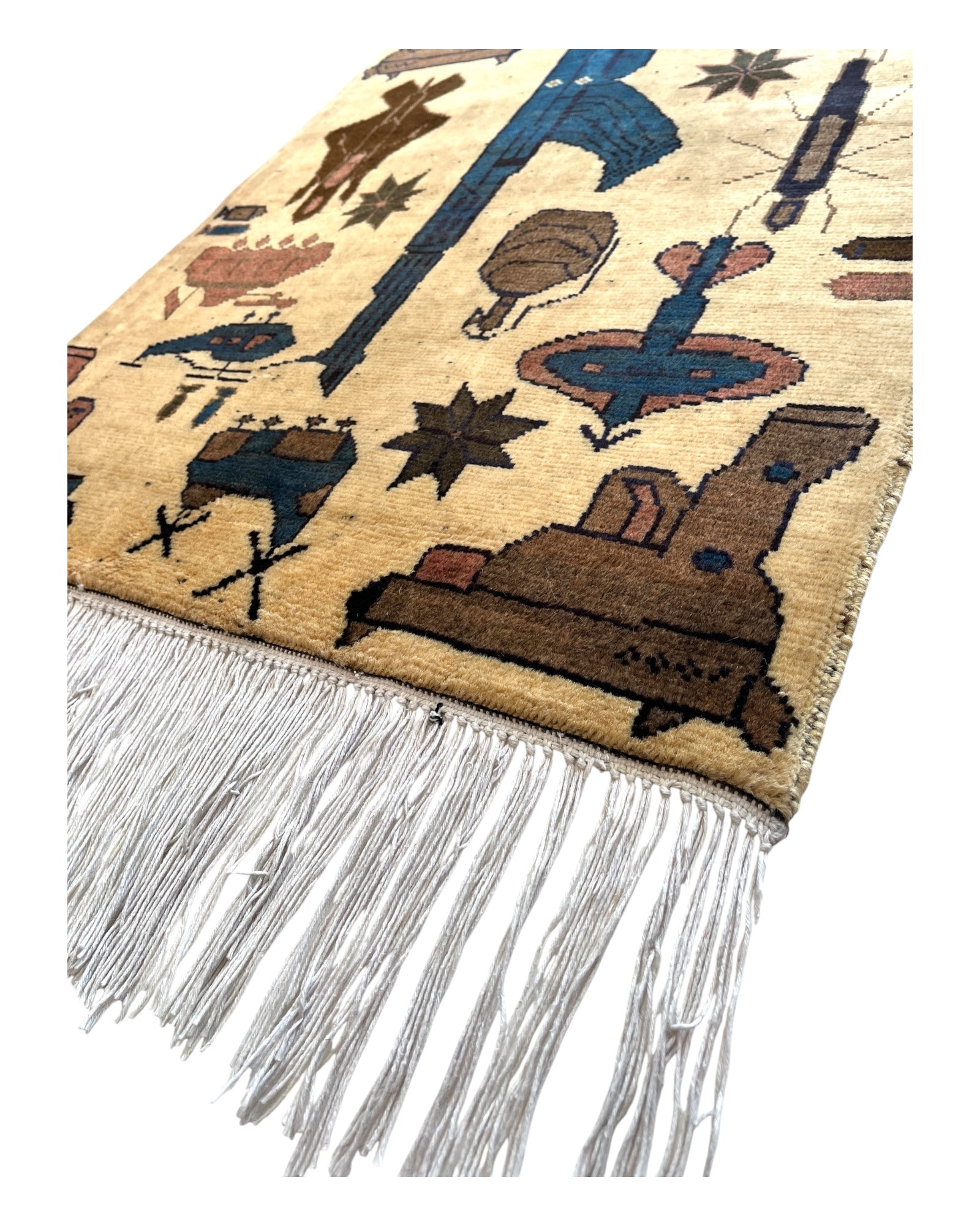 80cm x 63cm Cream, Brown & Navy War Rug