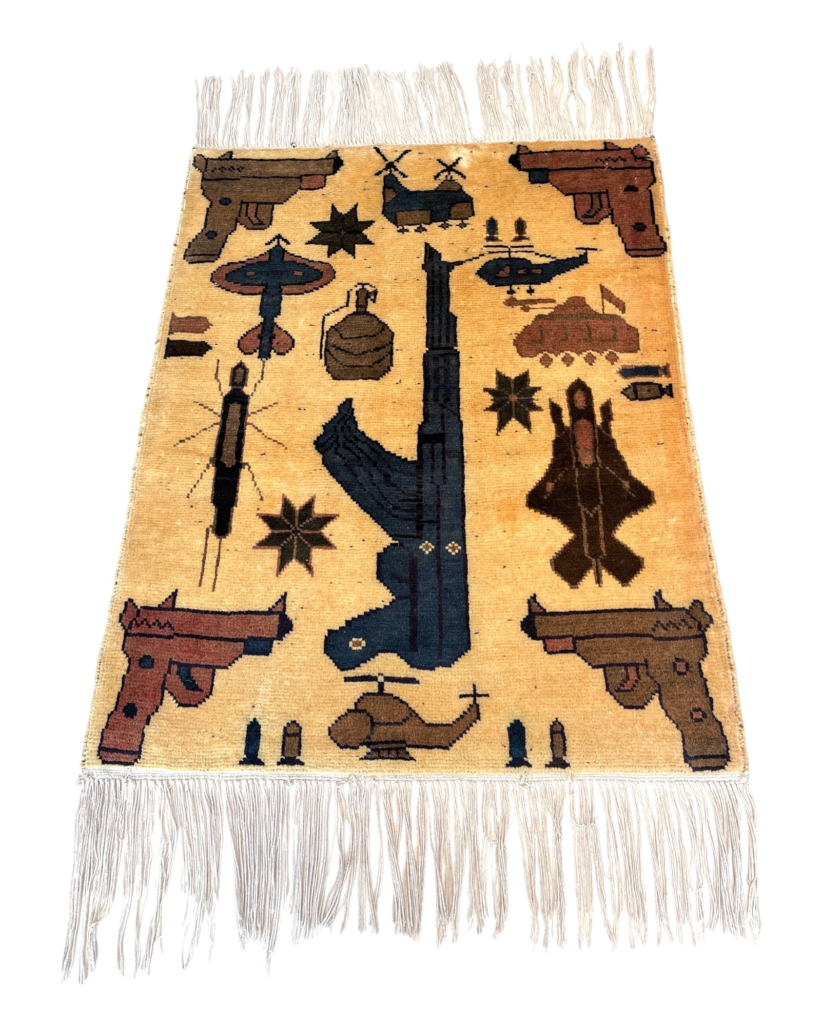 80cm x 63cm Cream, Brown & Navy War Rug