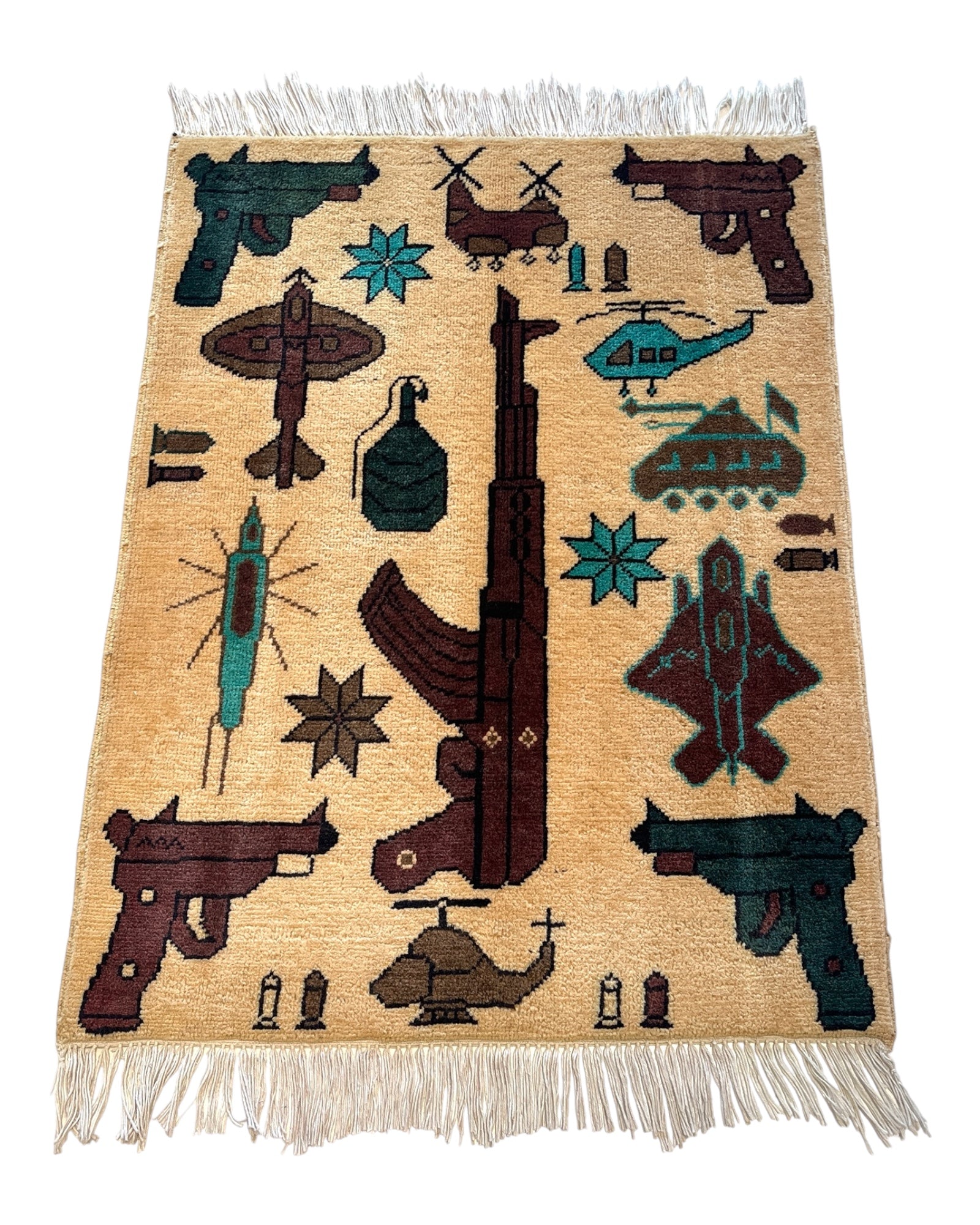 82cm x 62cm Cream & Brown War Rug