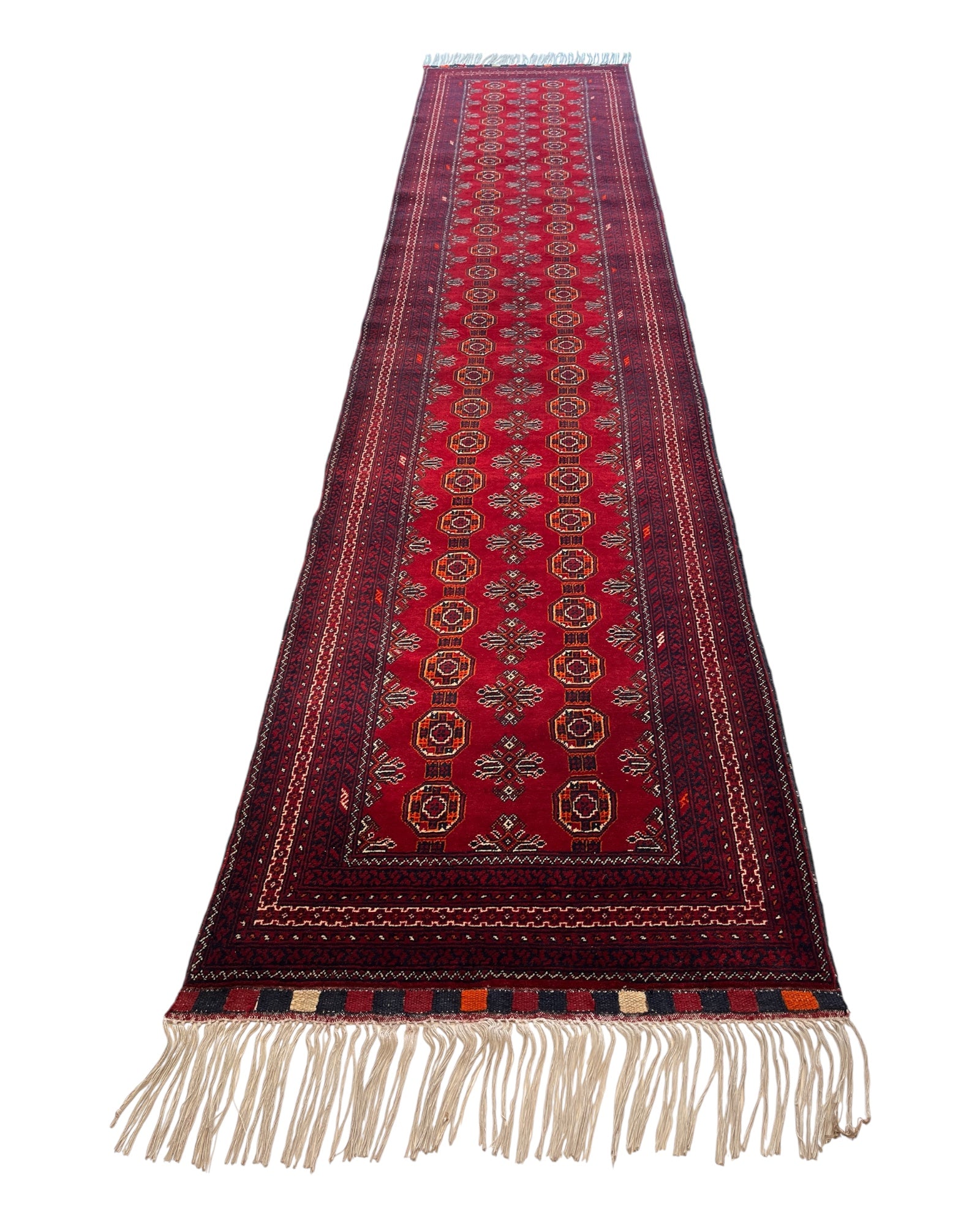 395cm x 87cm Red & Burgundy Waziri Runner