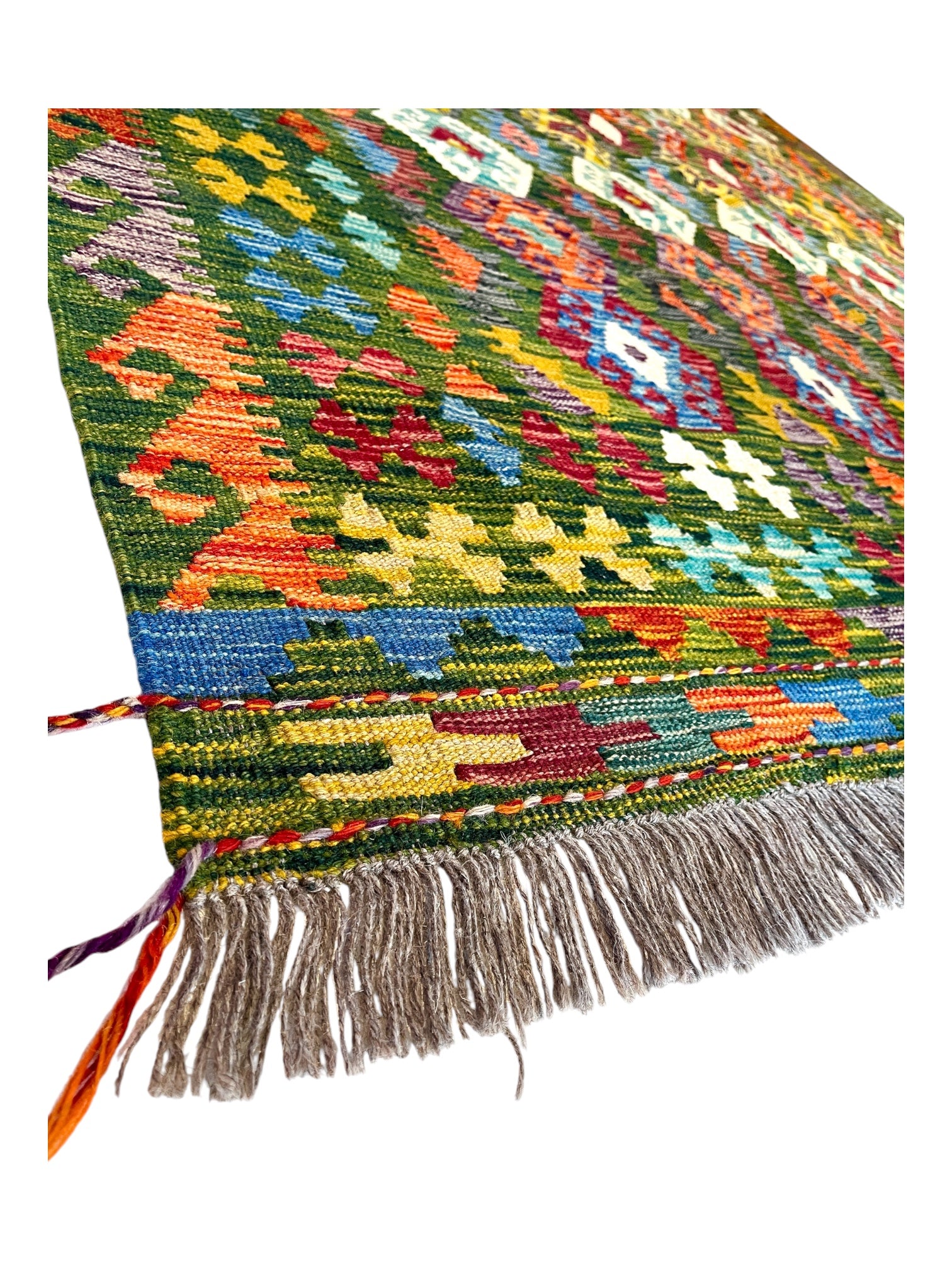 250cm x 203cm Green Maymana Kilim
