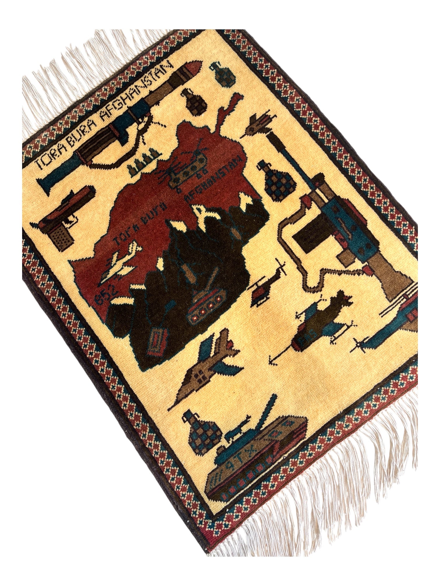 80cm x 64cm Pale Gold & Brown War Rug