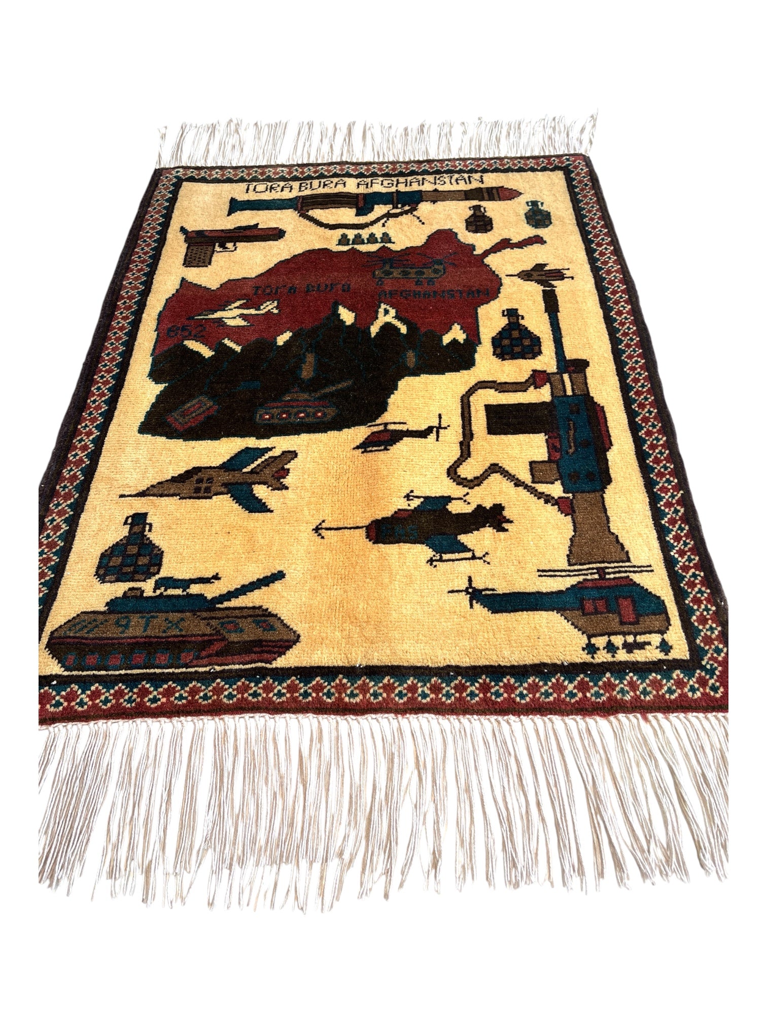 80cm x 64cm Pale Gold & Brown War Rug