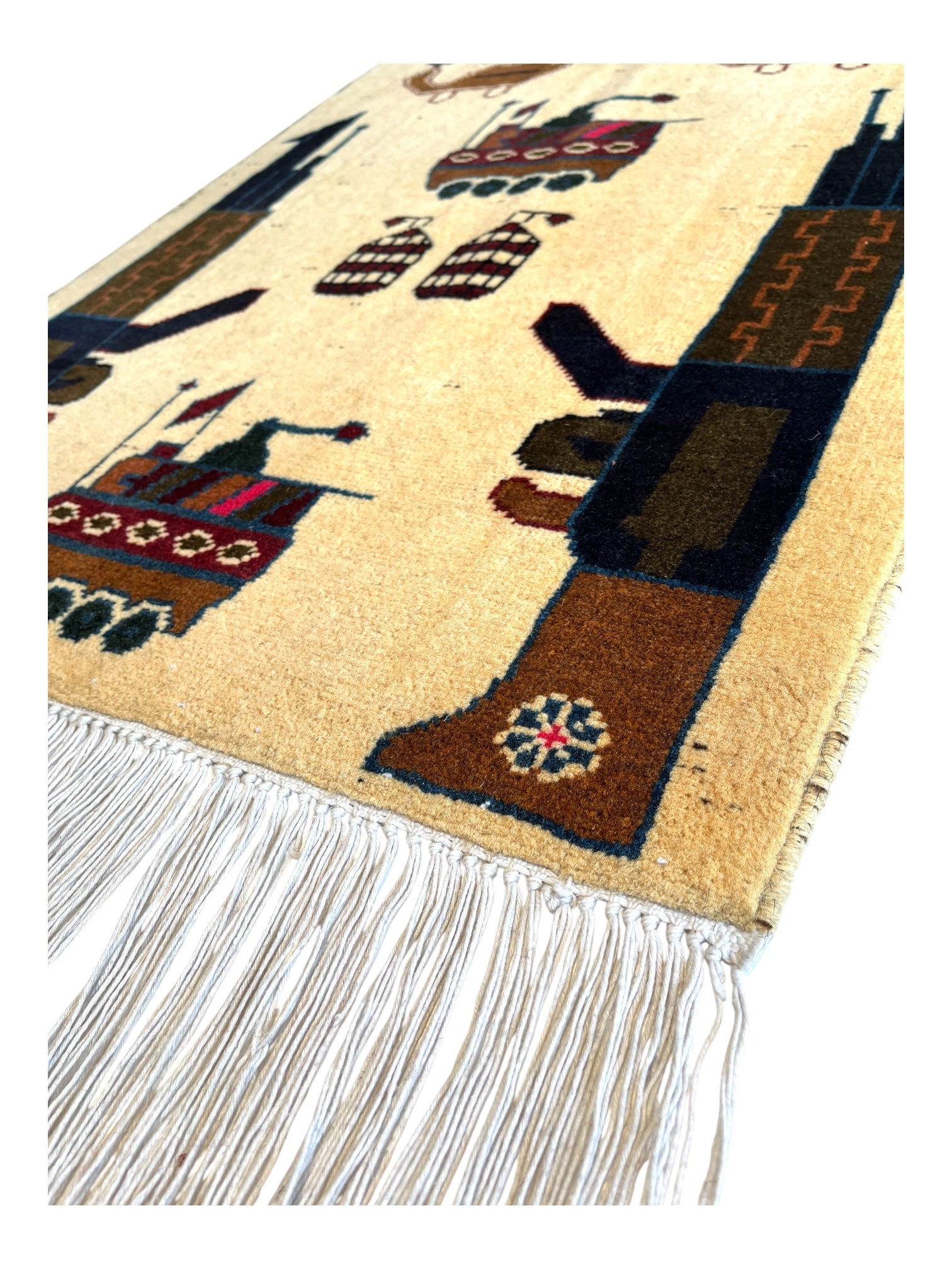 76cm x 62cm Cream Tanks & Helicopters War Rug