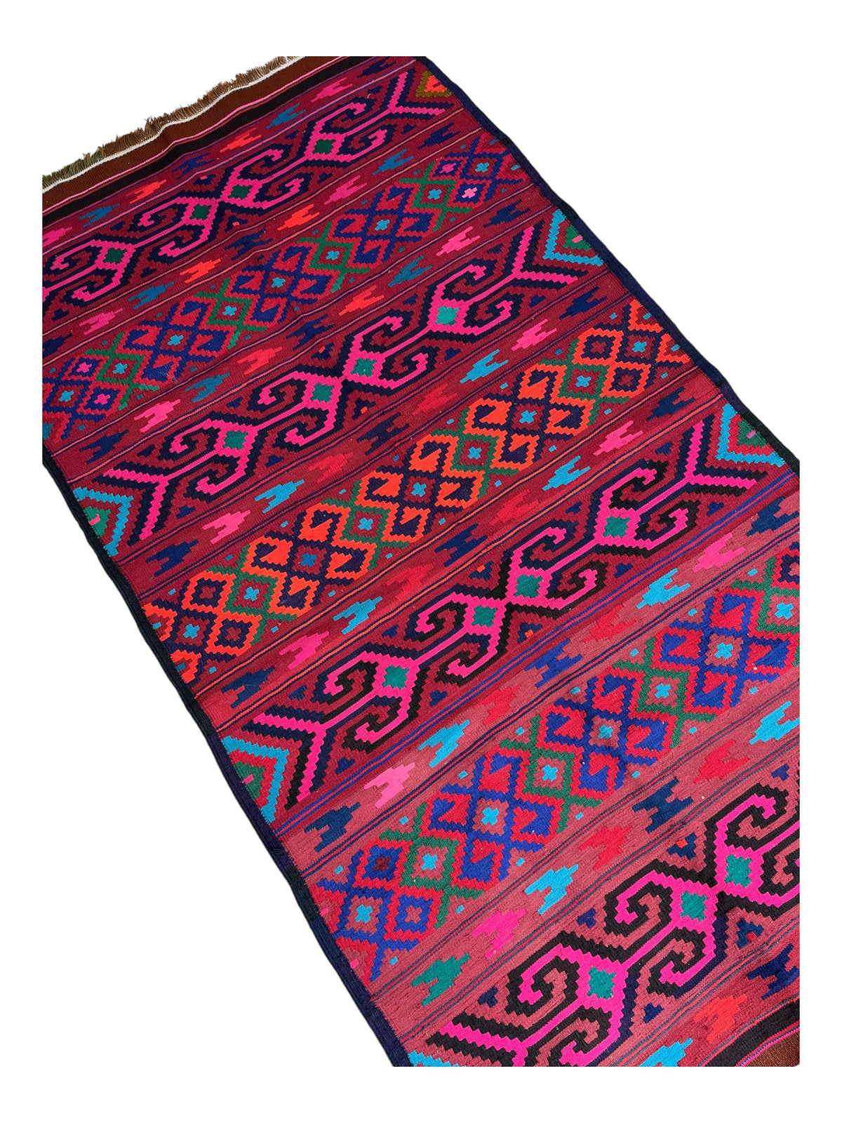 205cm x 112cm Vintage Hot Pink Plain Kilim