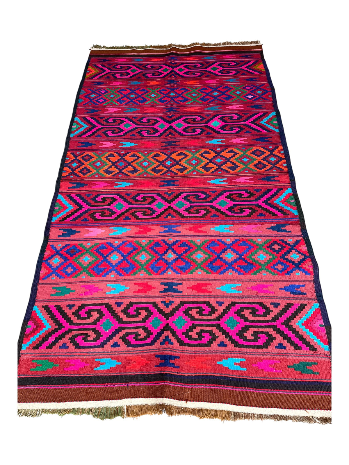 205cm x 112cm Vintage Hot Pink Plain Kilim