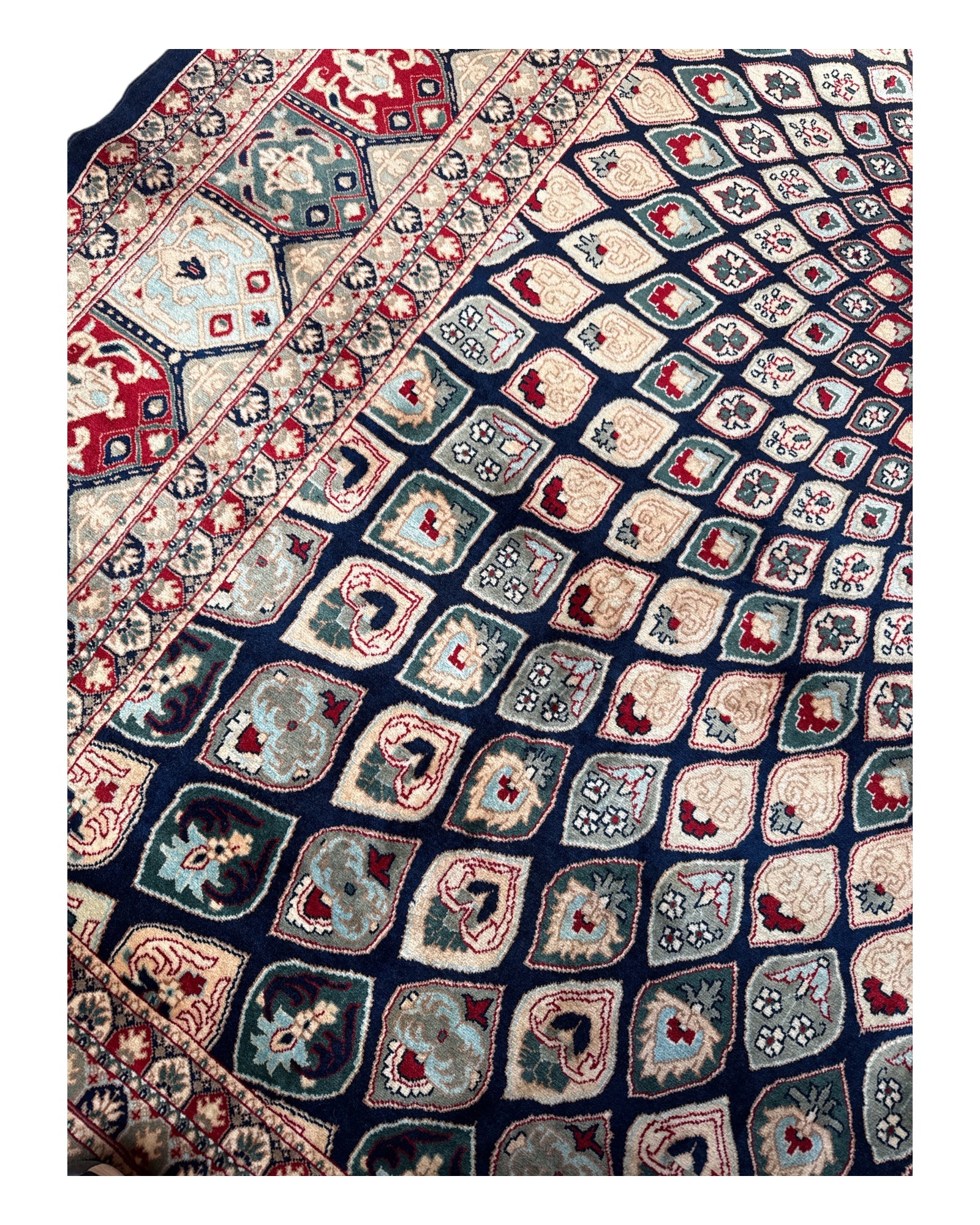 Extra Large Blue & Cream Peacock Rug 350cm x 255cm