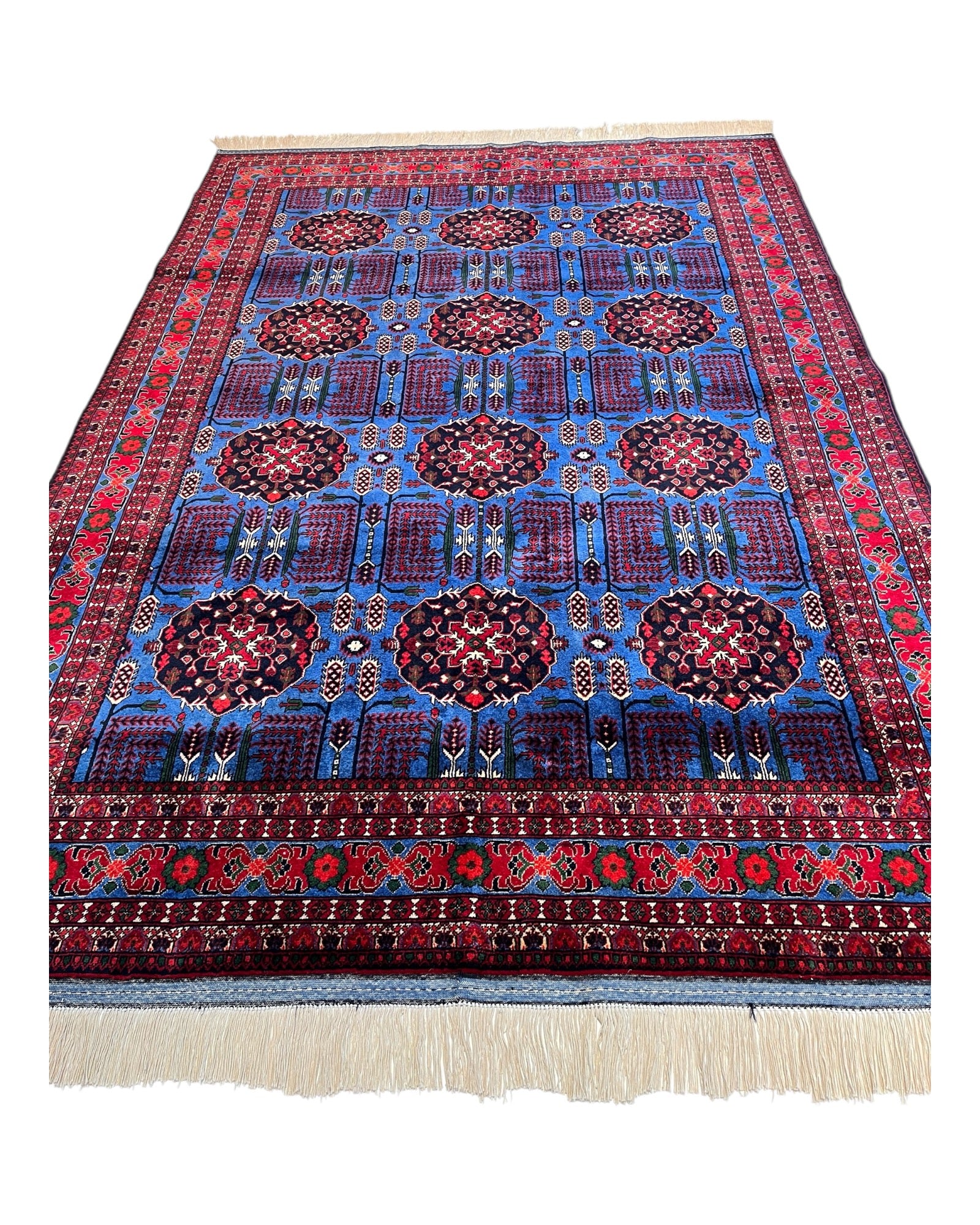 243cm x 165cm Blue & Red Charshango Rug