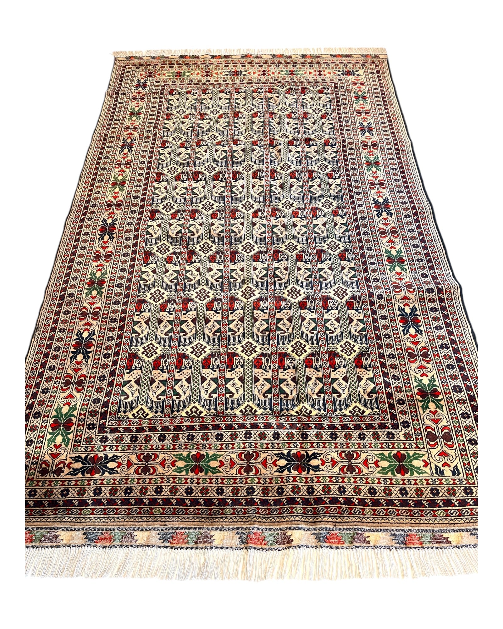 253cm x 155cm Cream & Green Alabhakmal Rug