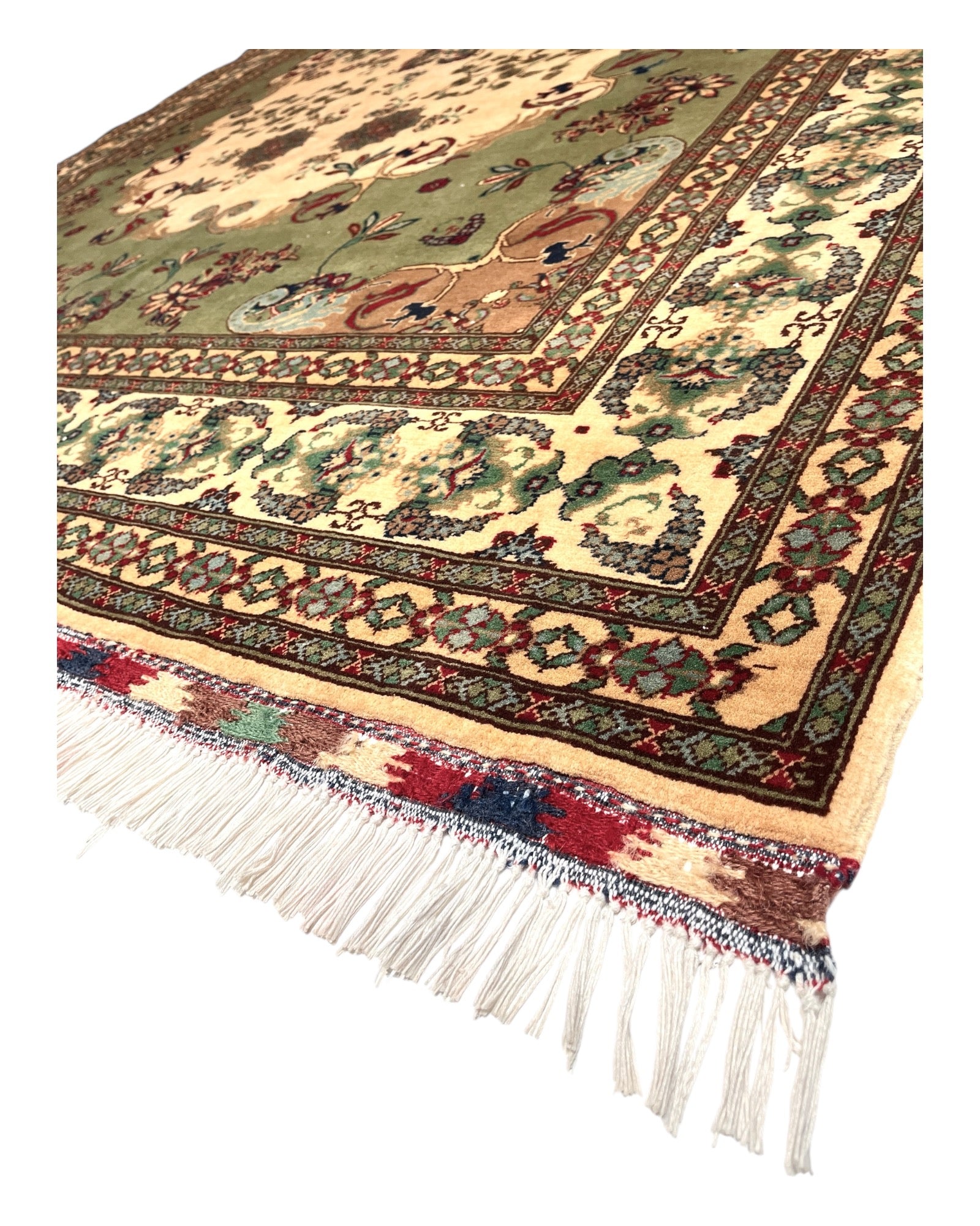 295cm x 202cm Green & Cream Afghan Rug