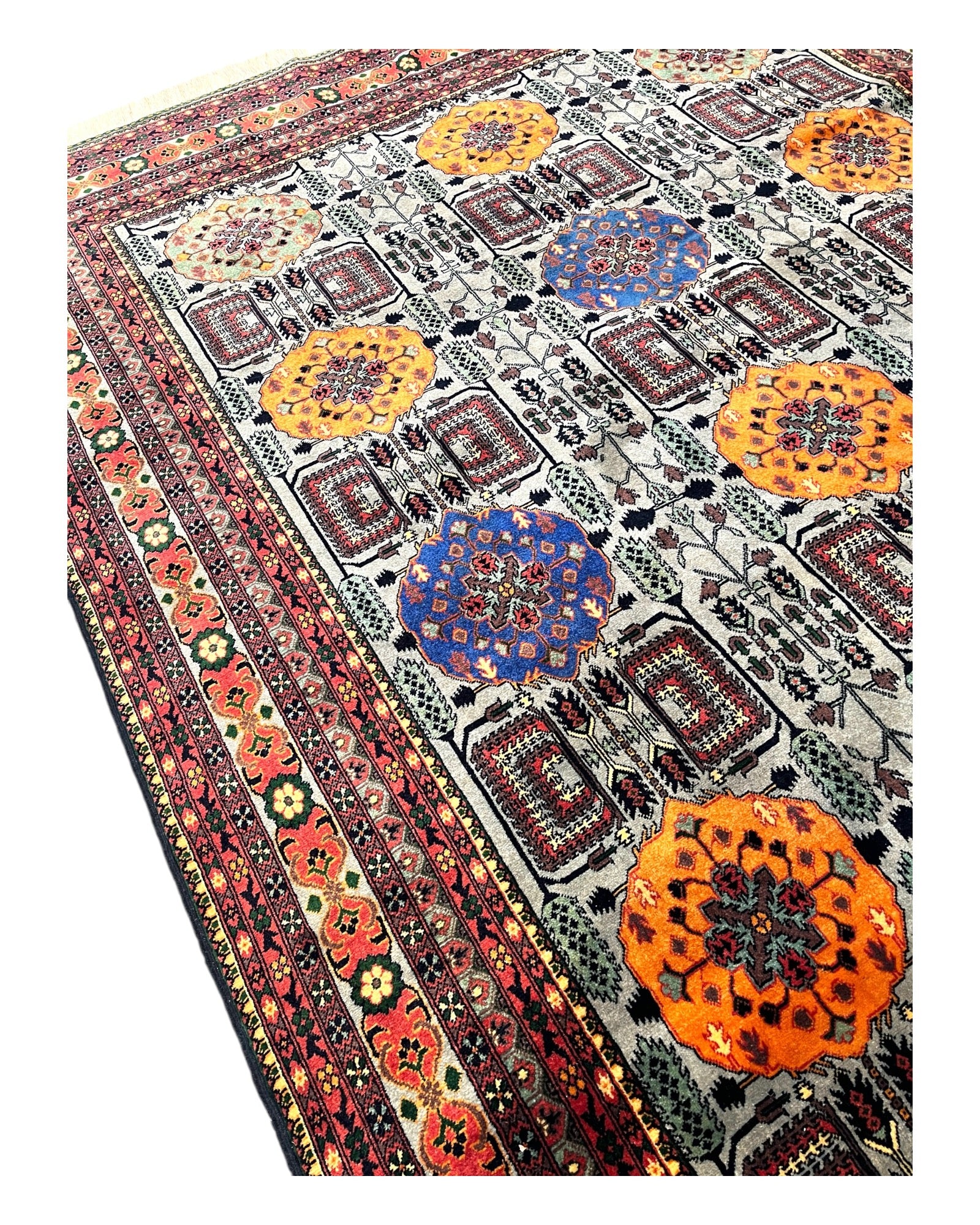 290cm x 200cm Blue & Orange Fine Charshango Rug