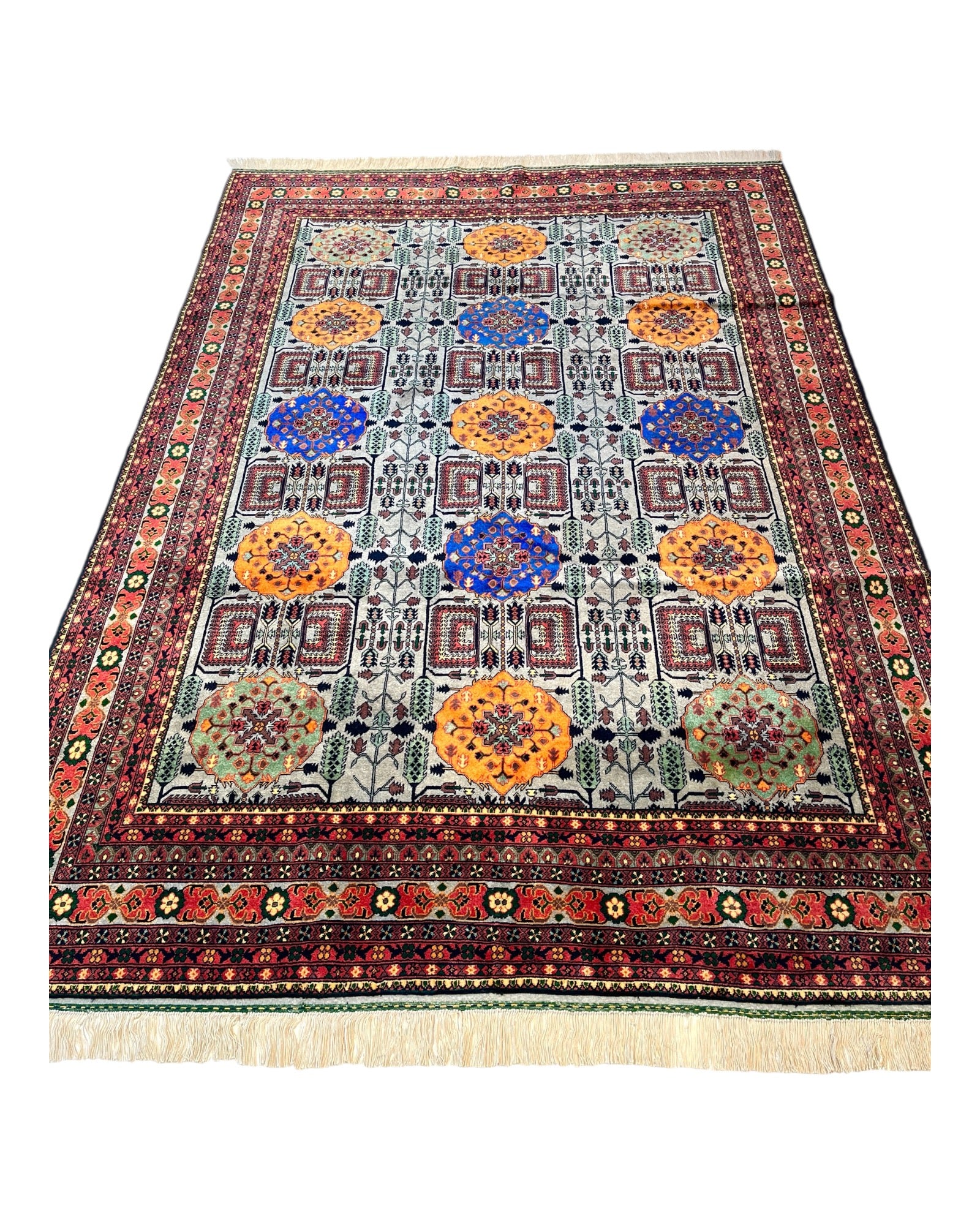 290cm x 200cm Blue & Orange Fine Charshango Rug