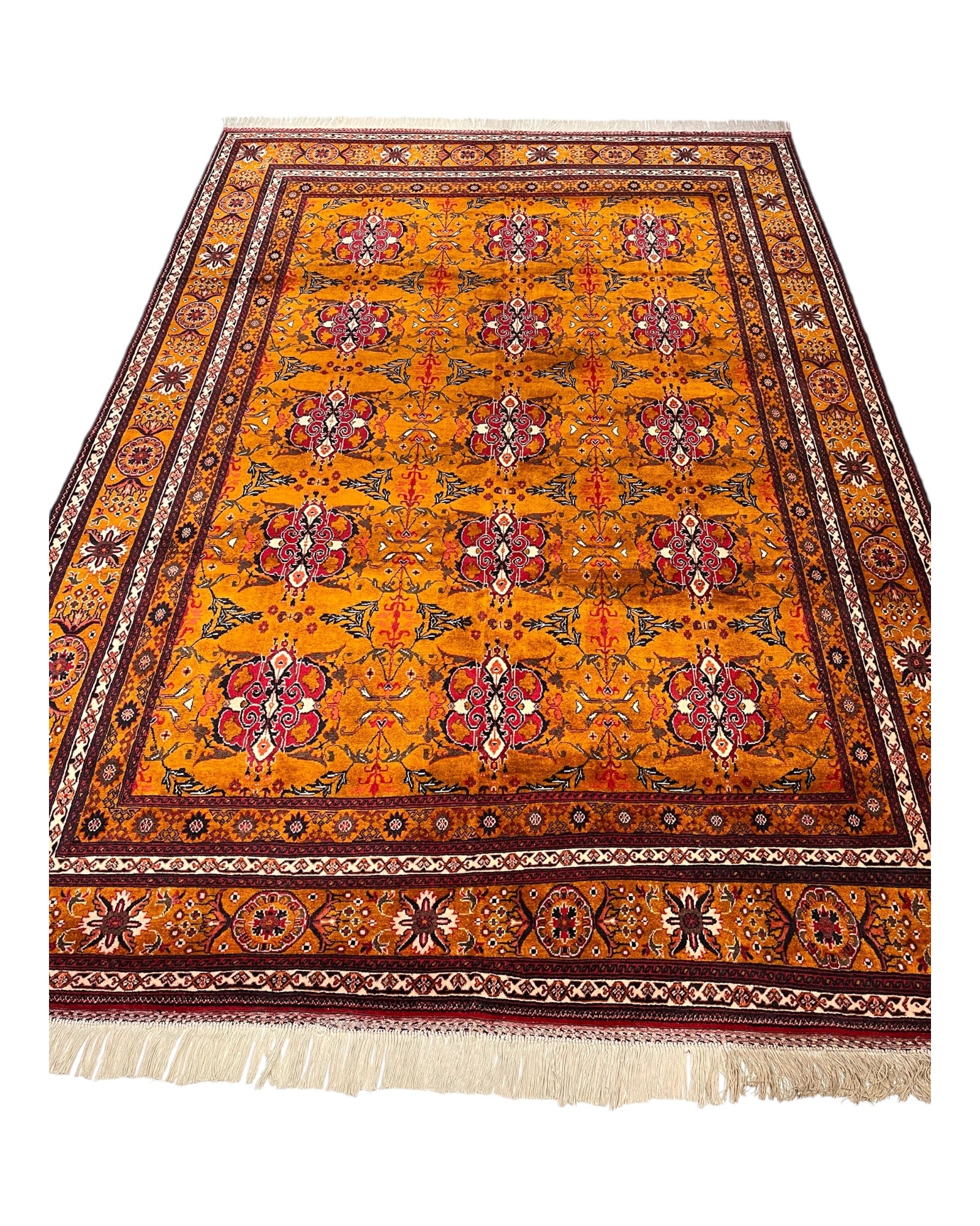 295cm x 200cm Orange & Pink Afghan Rug