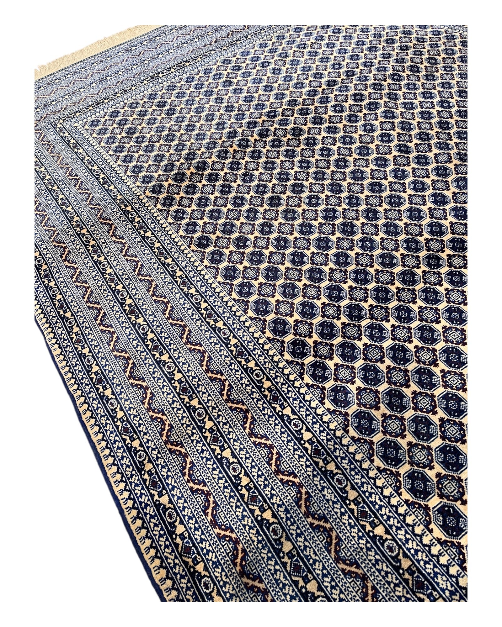 295cm x 200cm Blue & Cream Khuwaja Roshnai Rug