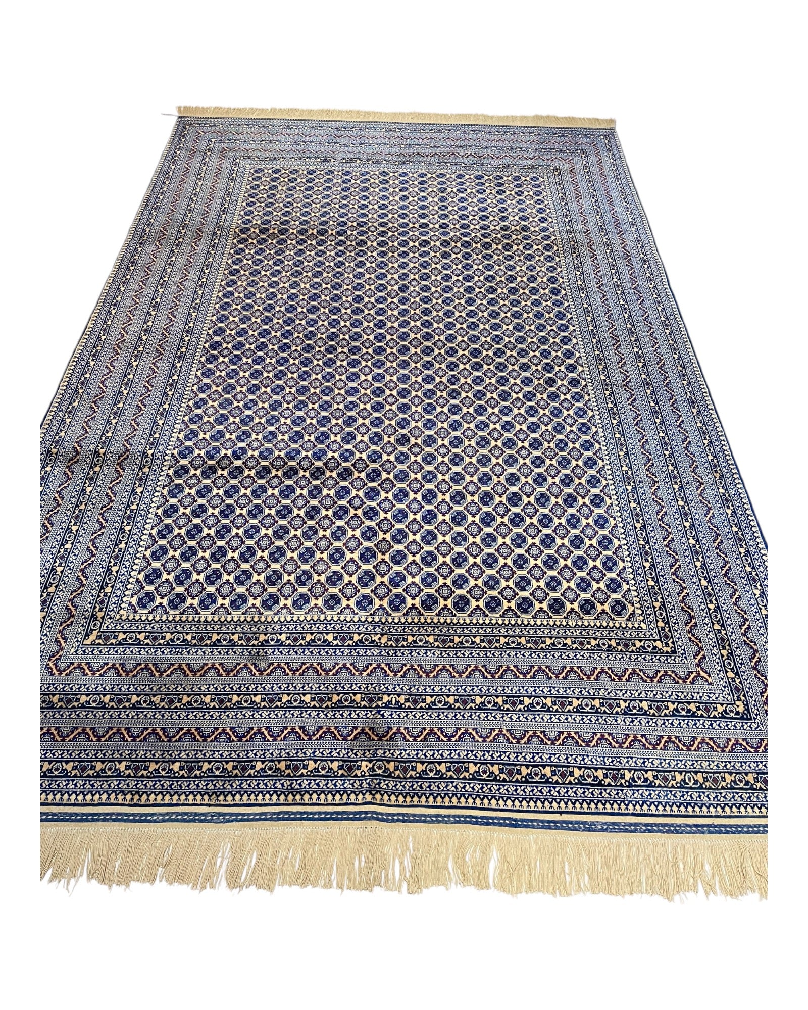 295cm x 200cm Blue & Cream Khuwaja Roshnai Rug