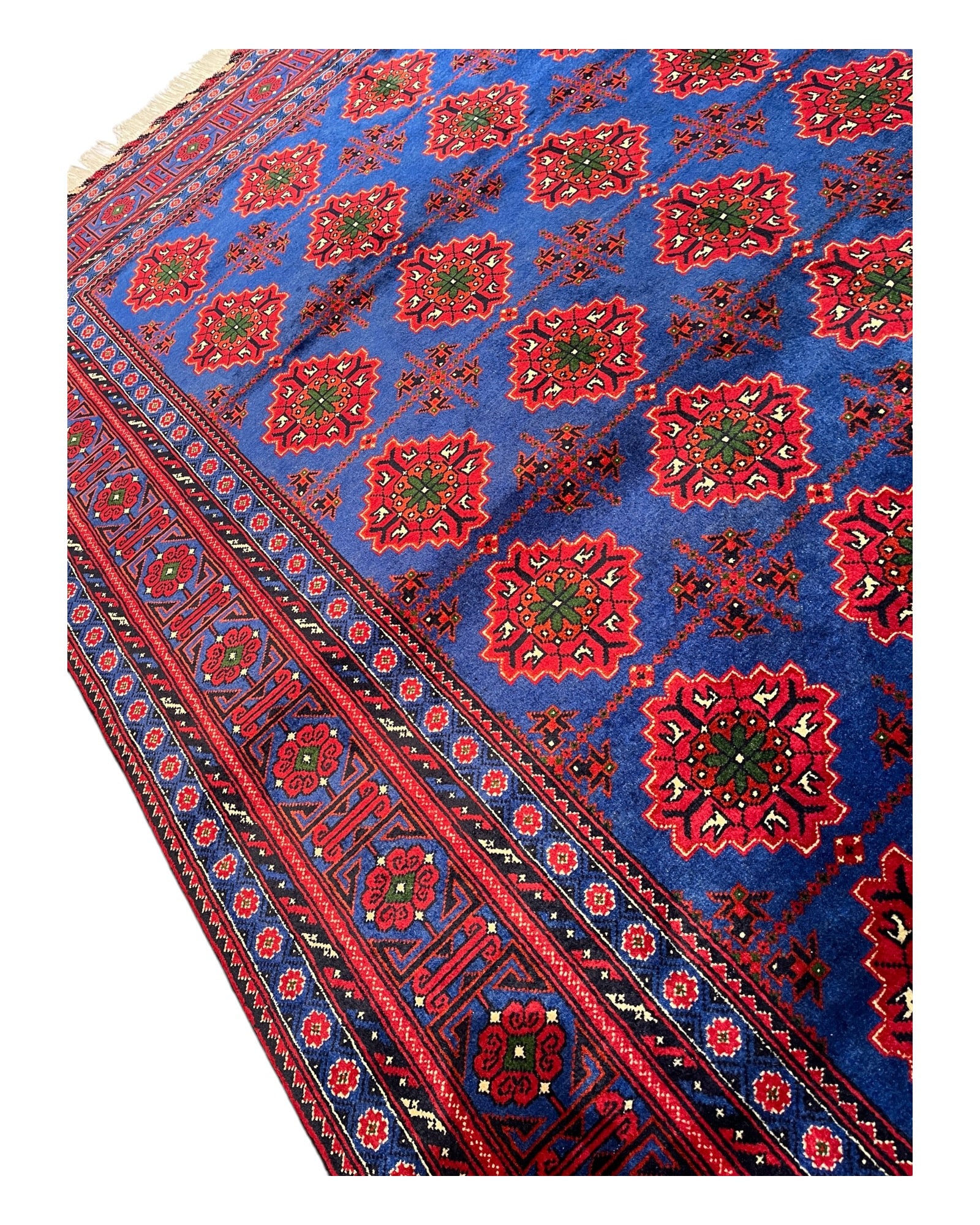 300cm x 200cm Red & Blue Kasha Naqsha Rug