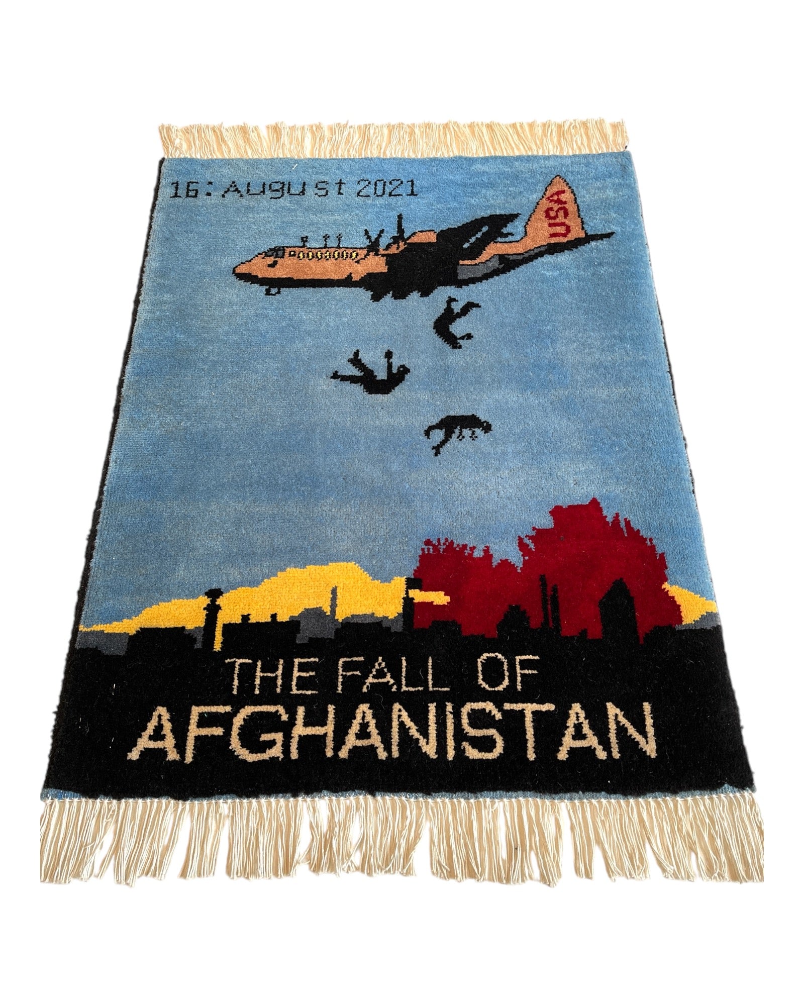 79cm x 62cm Blue War Rug