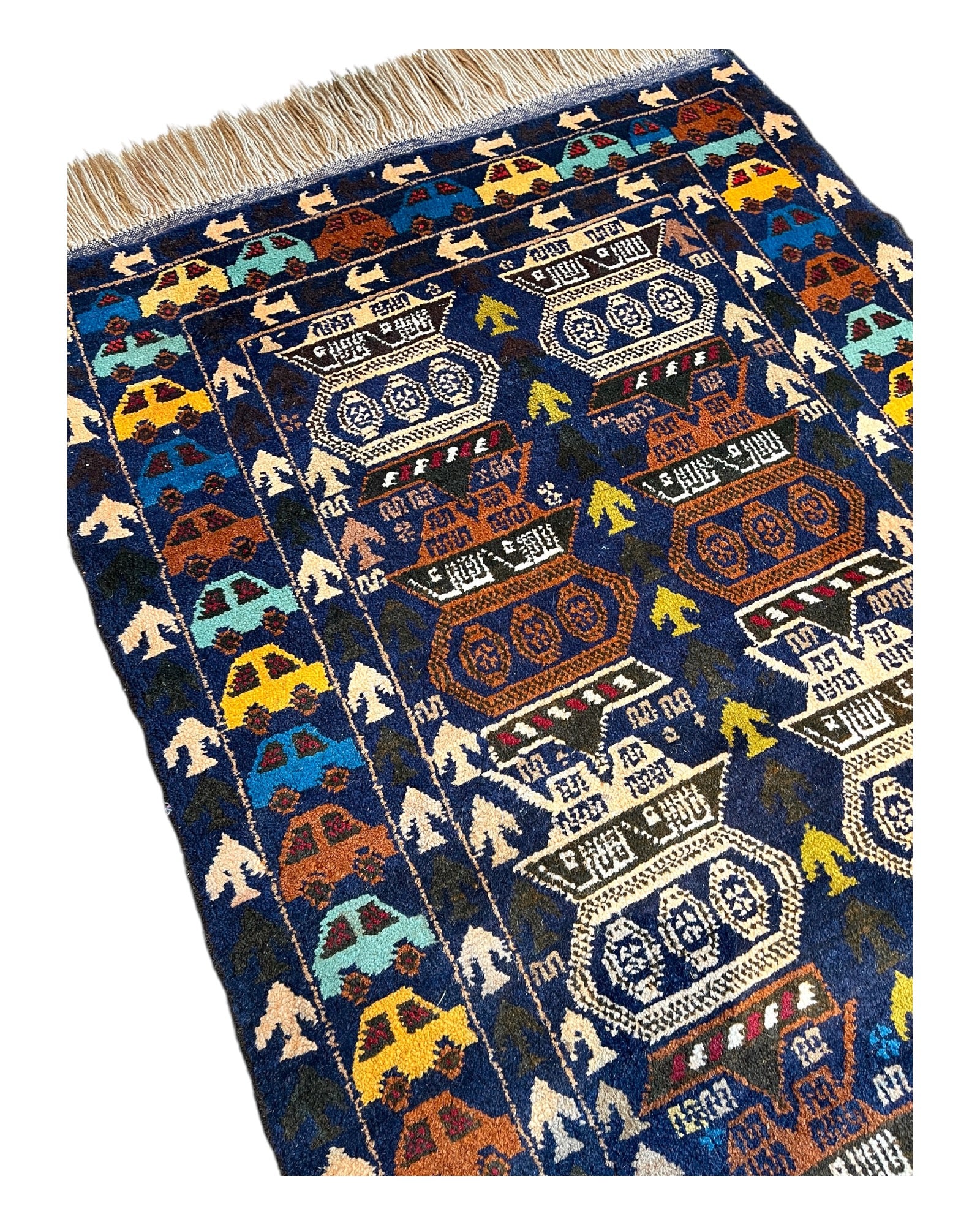 136cm x 88cm Blue Vintage War Rug